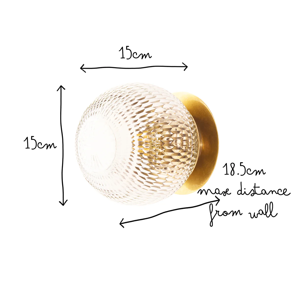 Smaller Burgh IP54 wall light in cut glass and brass - Image 12
