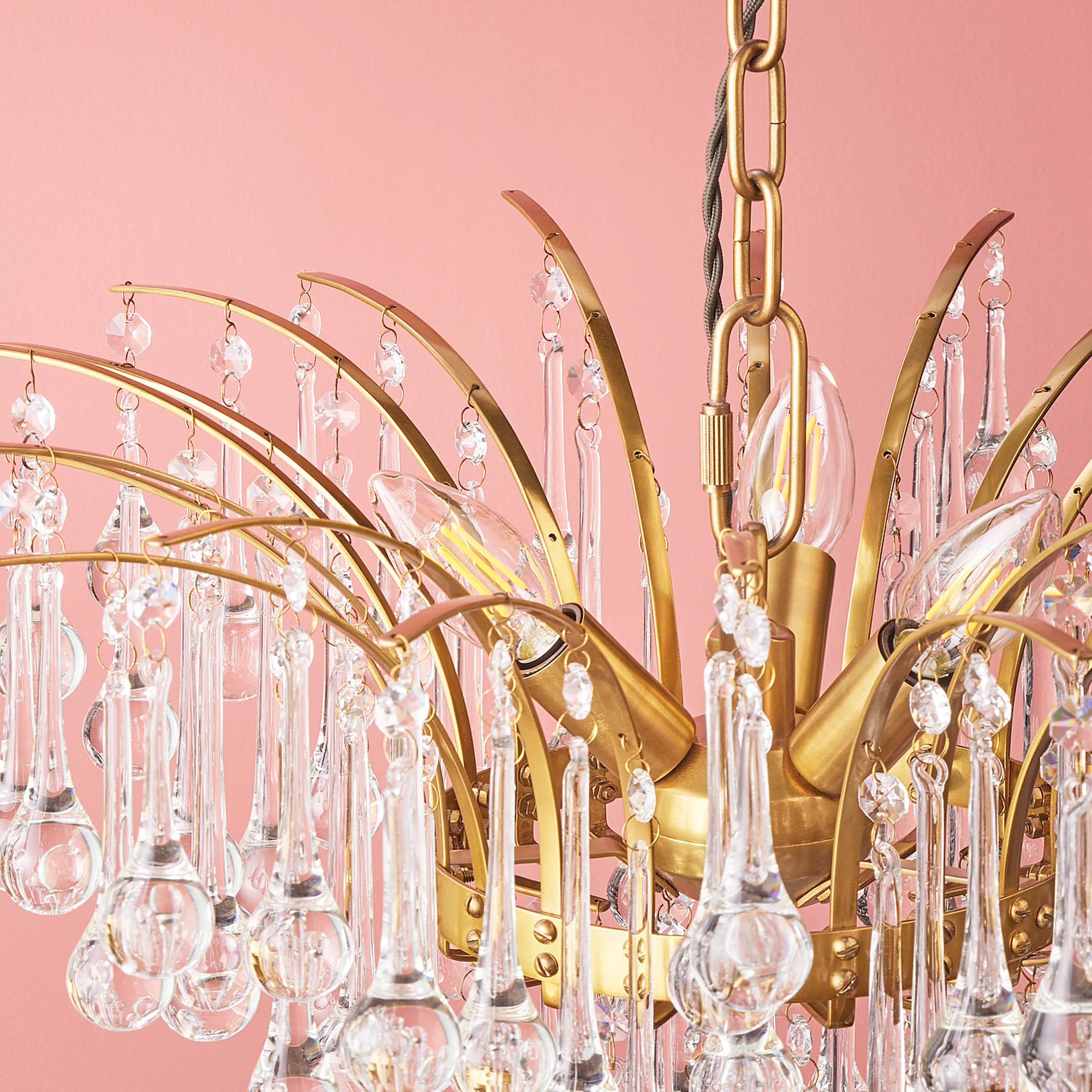Smaller Capulet chandelier in glass and brass - Image 5