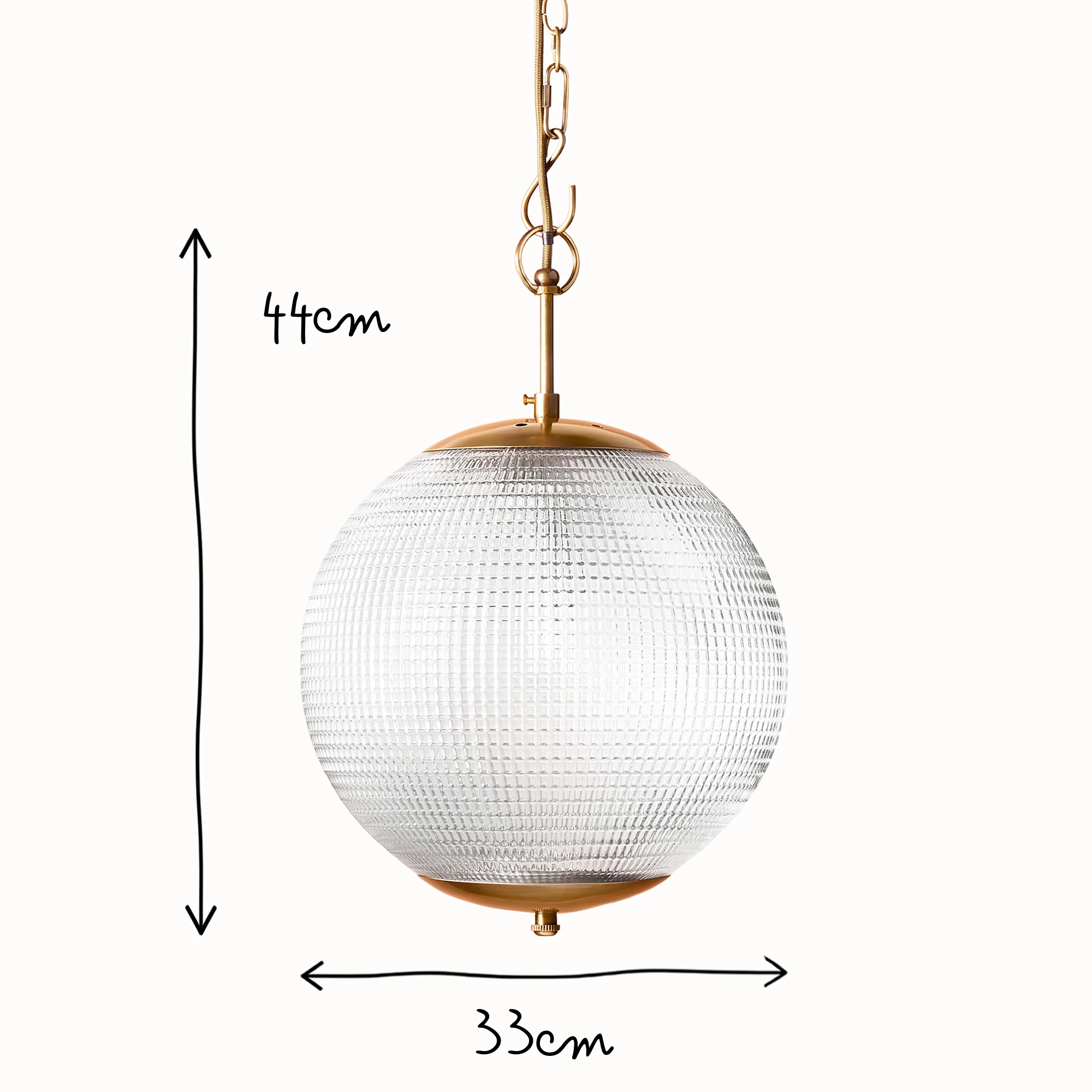 Smaller Holophane Pendant in antique brass and clear glass - Image 11