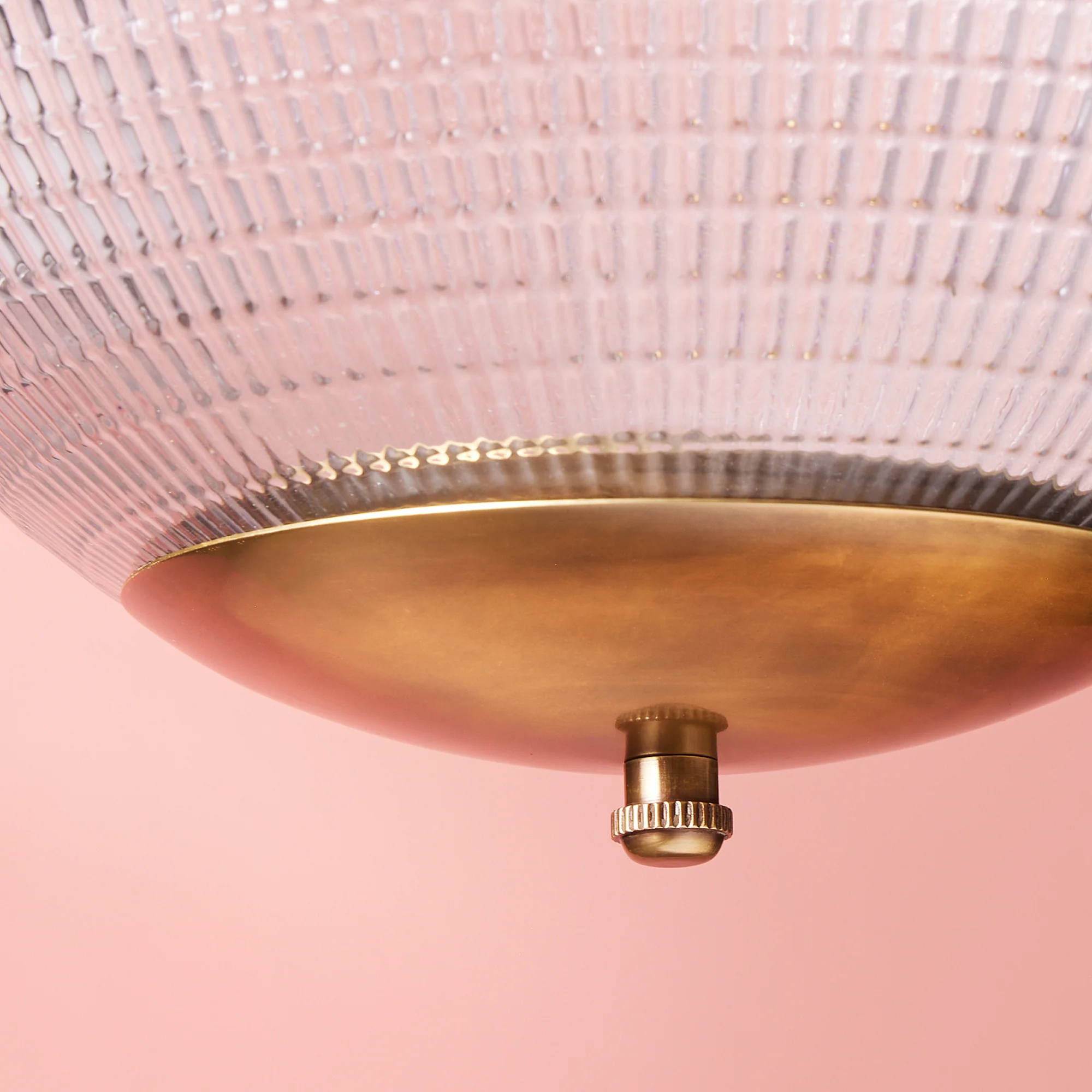 Smaller Holophane Pendant in antique brass and clear glass - Image 4