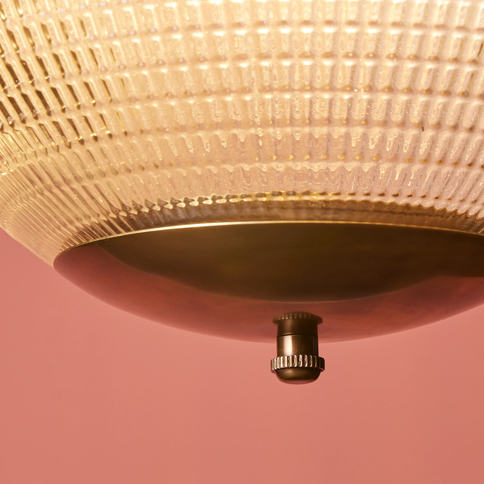 Smaller Holophane Pendant in antique brass and clear glass - Image 5