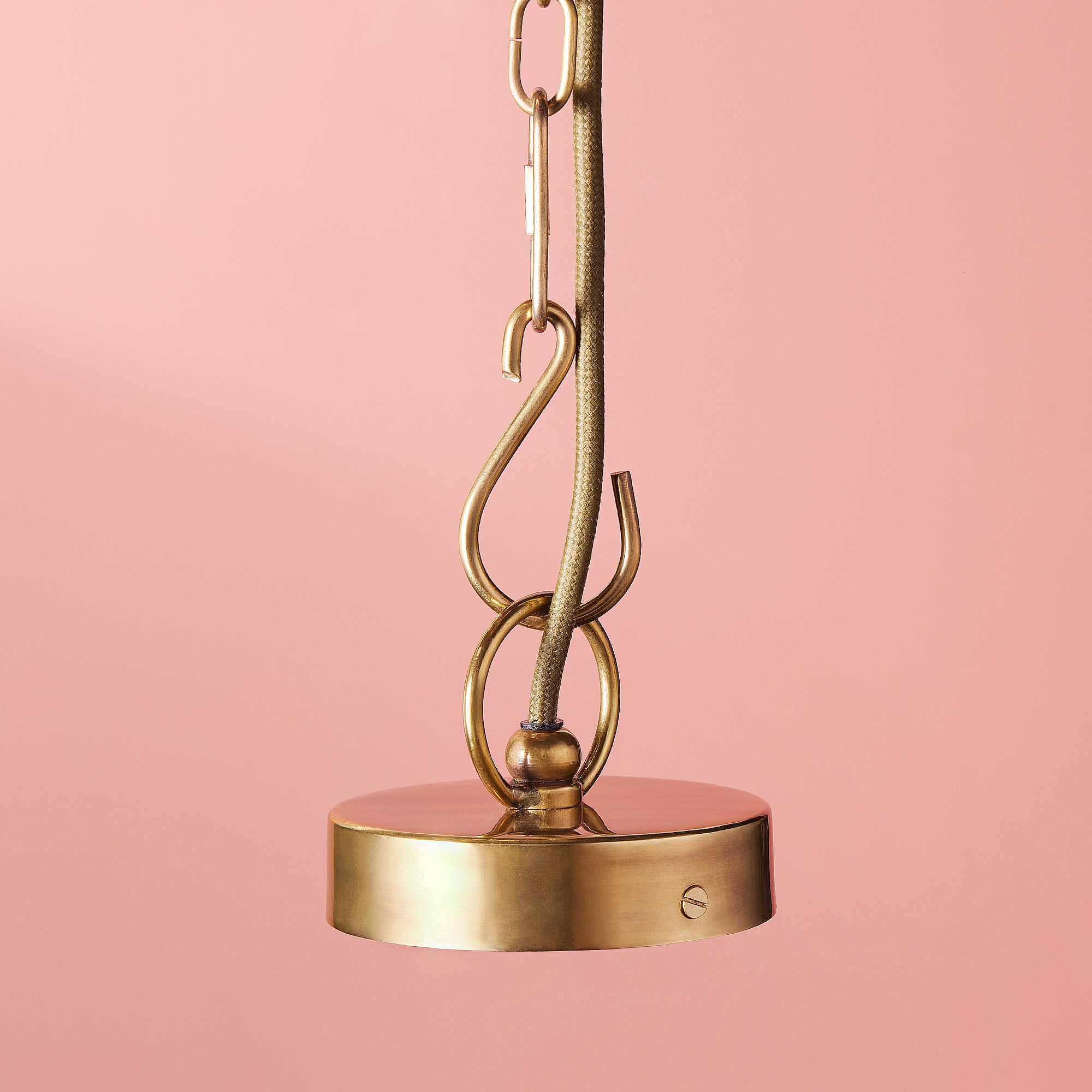 Smaller Holophane Pendant in antique brass and clear glass - Image 9