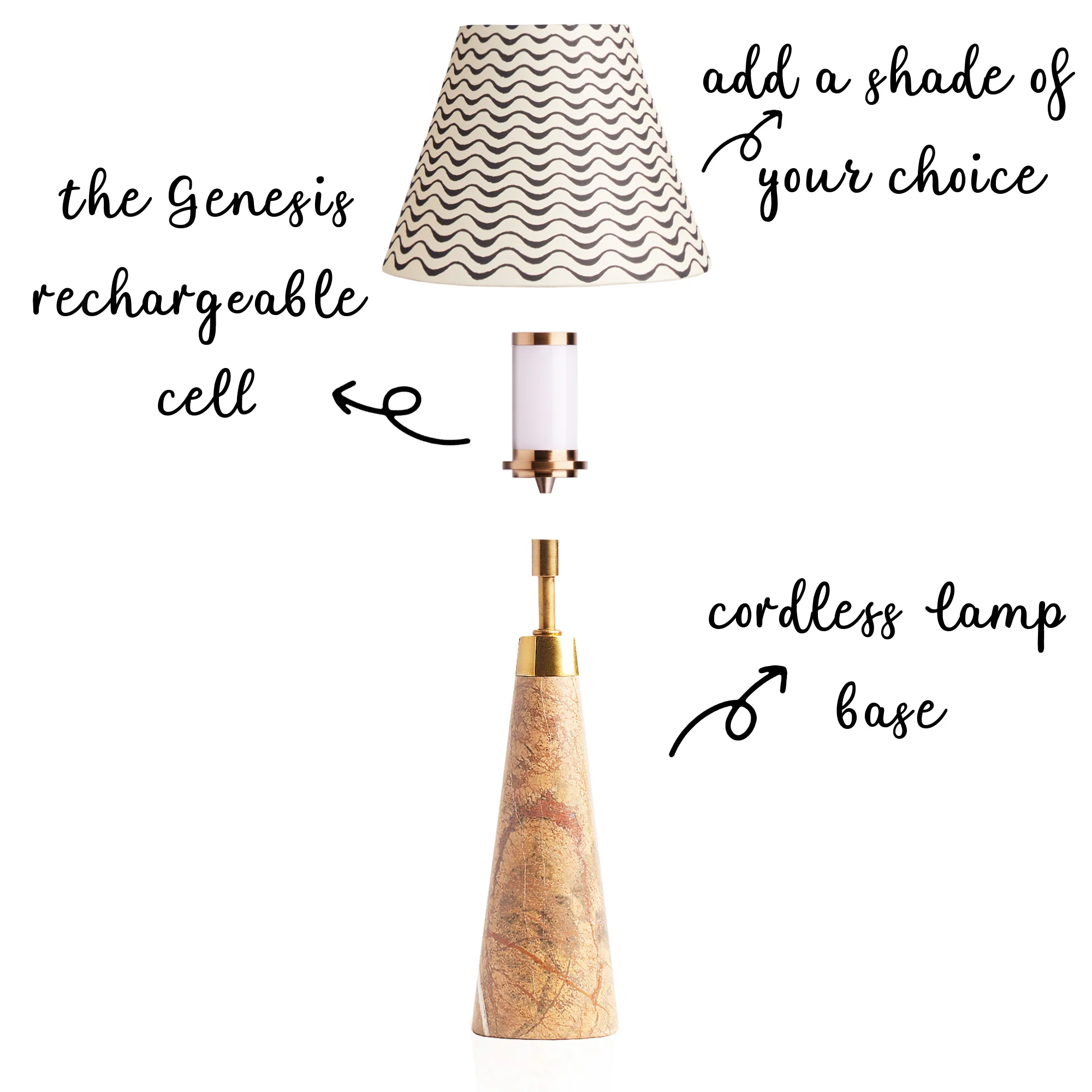 Smaller marmaron rechargeable table lamp in brown - Image 3