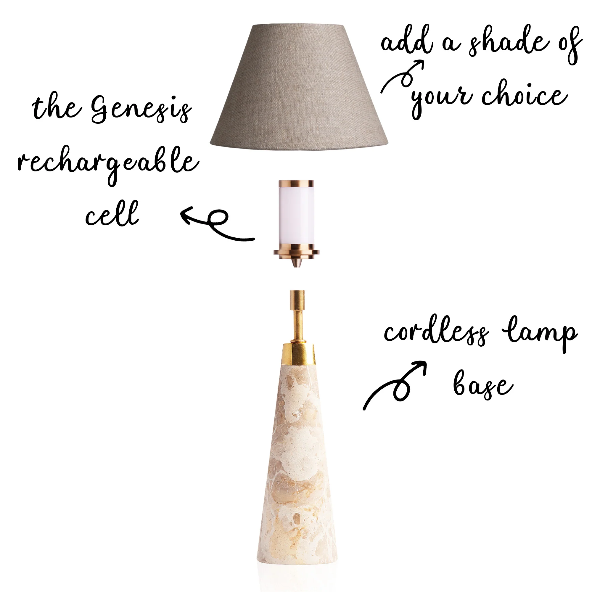 Smaller marmaron rechargeable table lamp in grey - Image 3