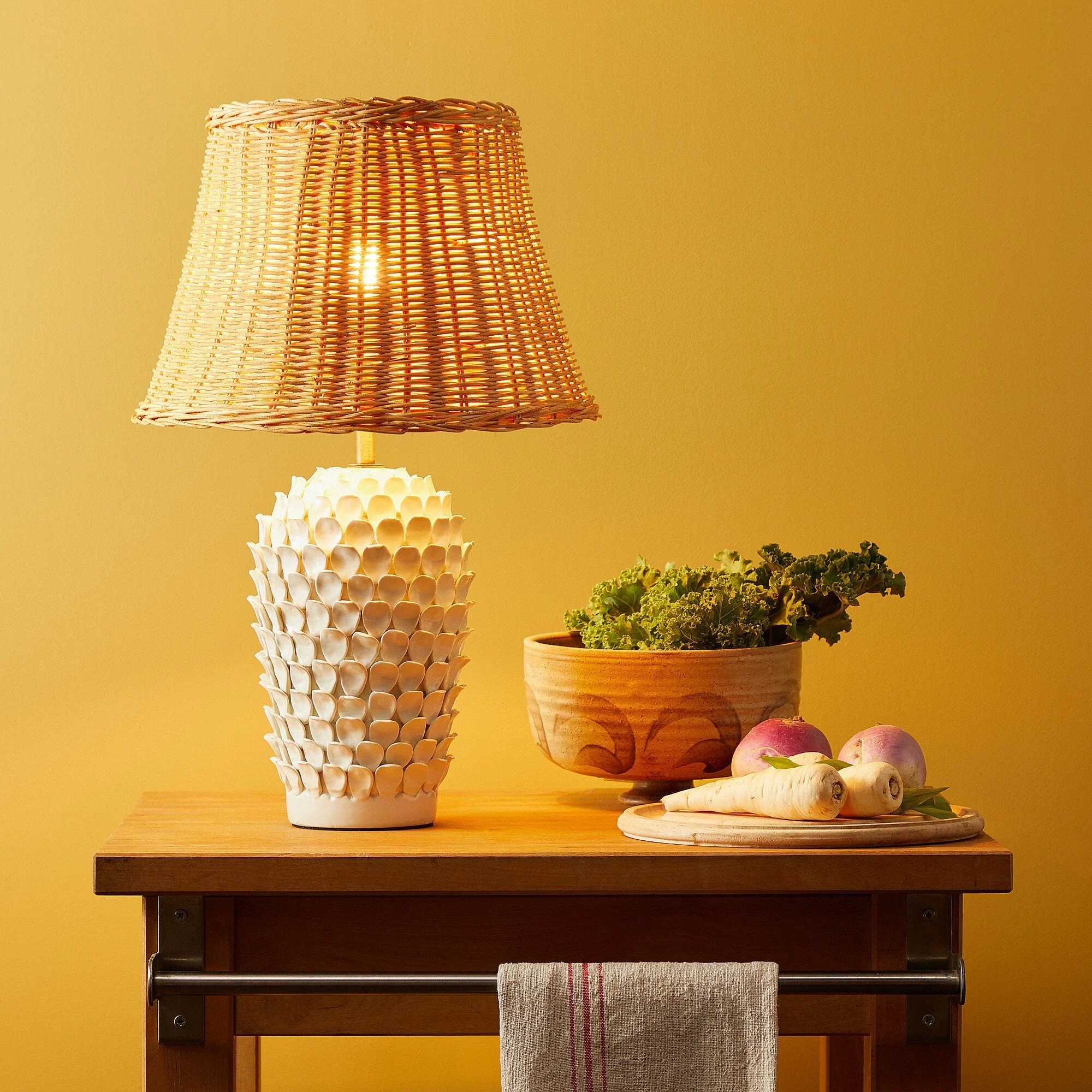 Smaller Stucco table lamp in stone - Image 2