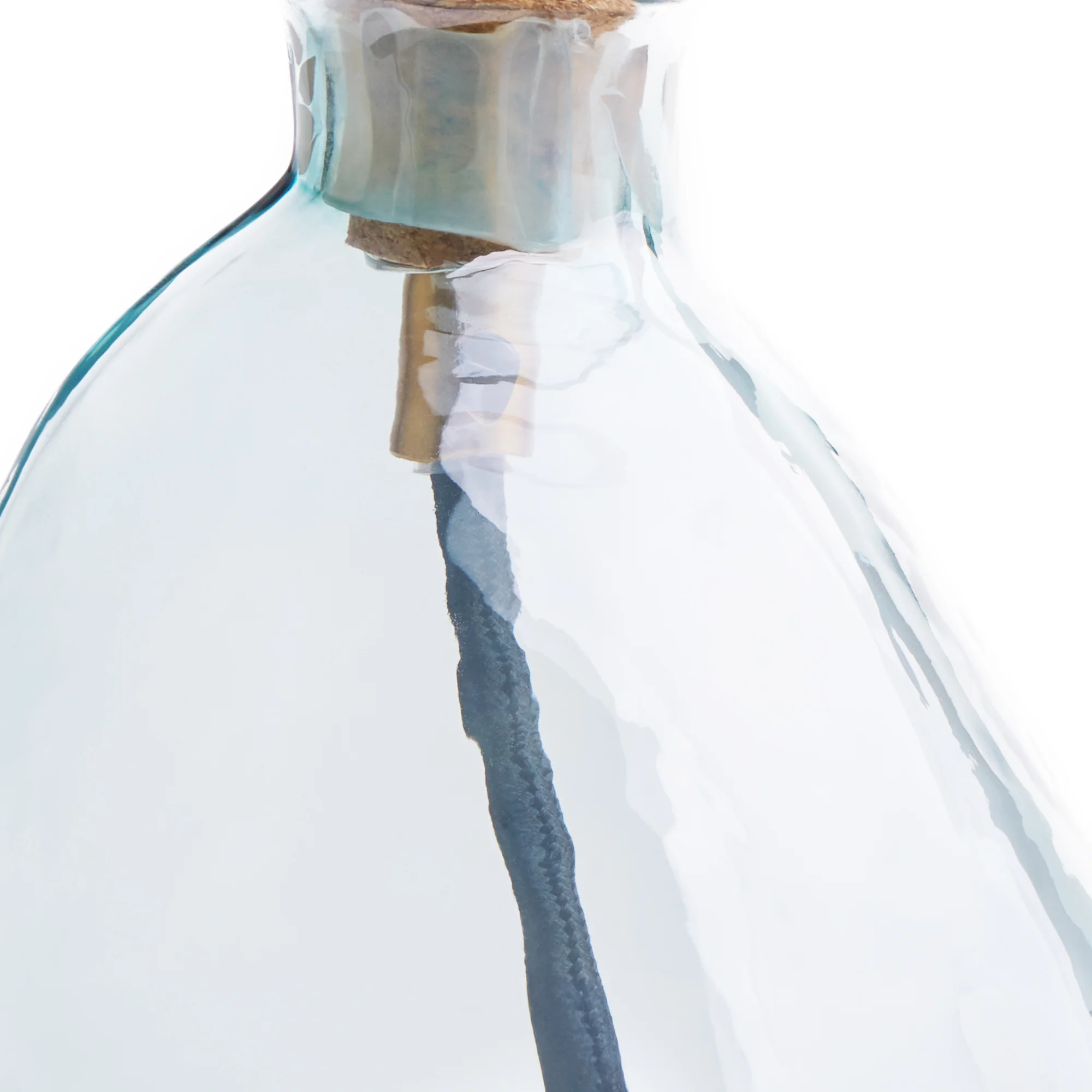 Smaller Wobble bottle table lamp in blue hammered glass - Image 4