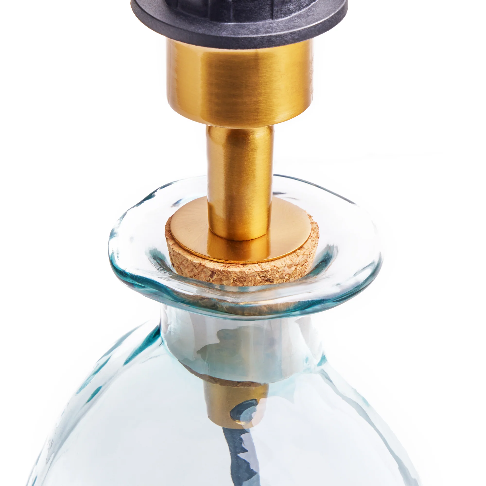 Smaller Wobble bottle table lamp in blue hammered glass - Image 5