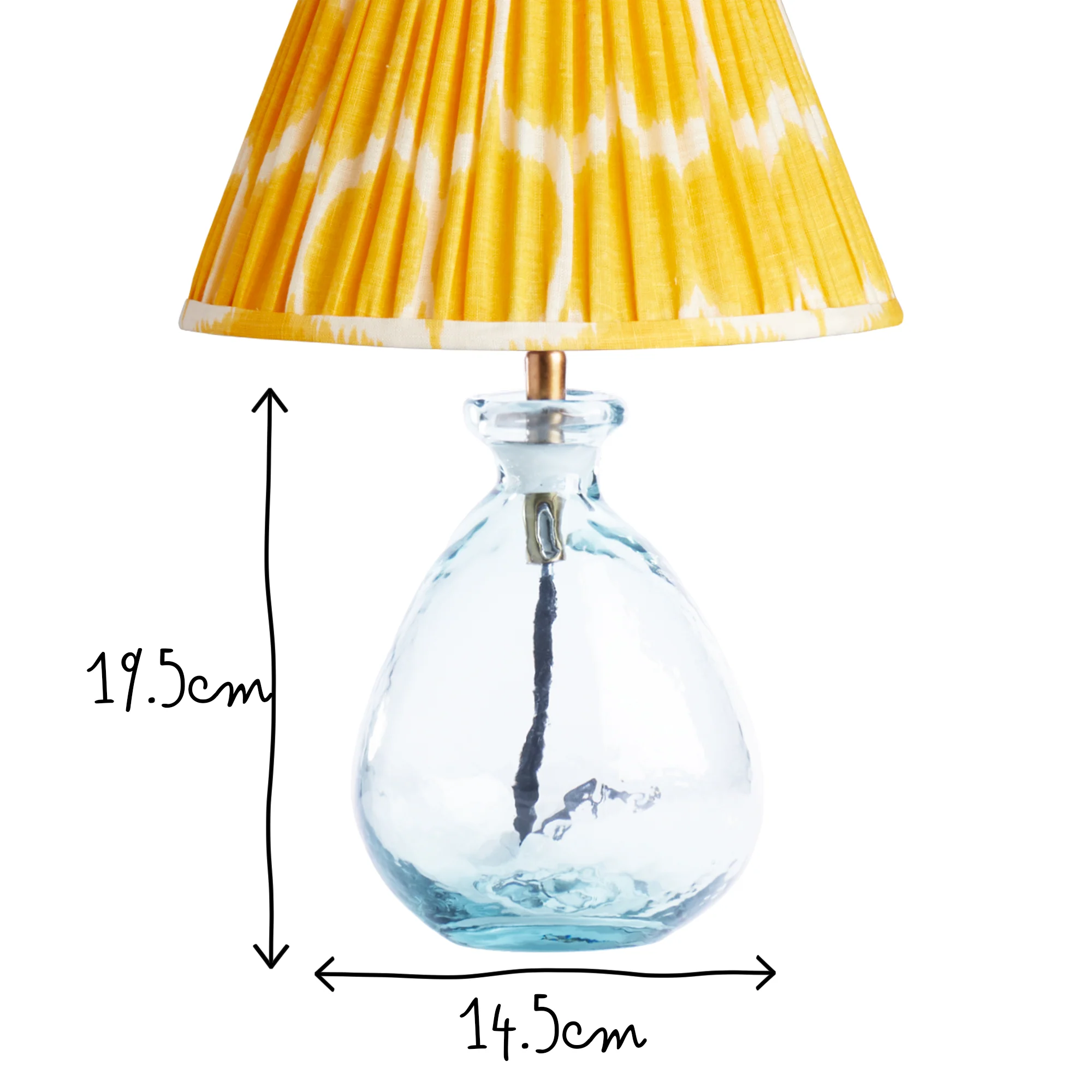 Smaller Wobble bottle table lamp in blue hammered glass - Image 6
