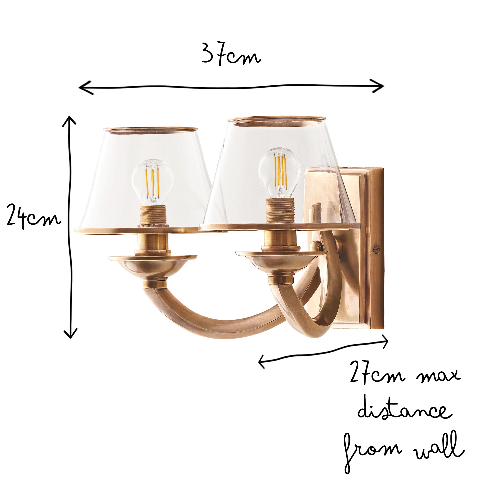 Sovana wall light in aged brass with glass shades - Image 11