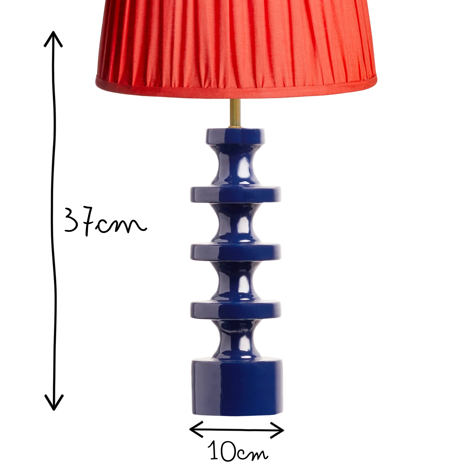 Spool table lamp in deep blue lacquered wood - Image 7