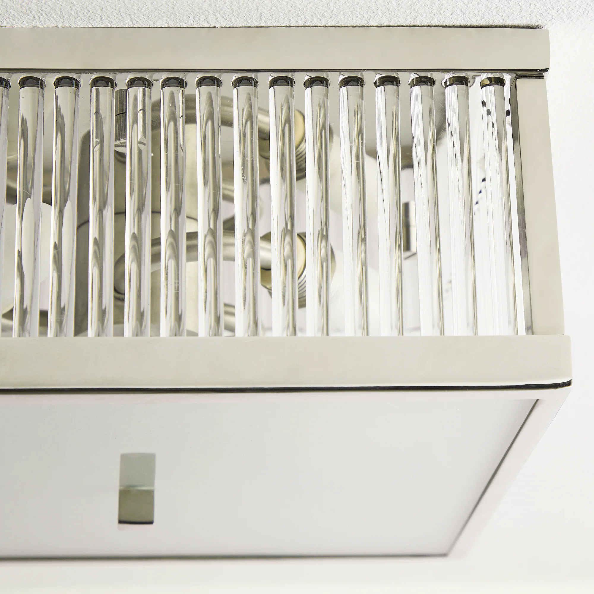 Square Roddy IP44 flush ceiling light in Nickel - Image 3