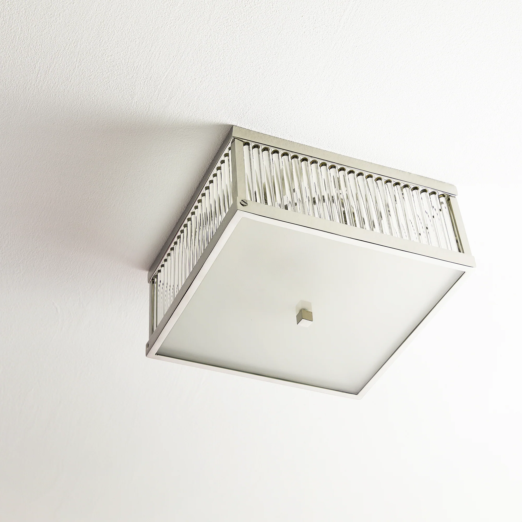 Square Roddy IP44 flush ceiling light in Nickel - Image 7