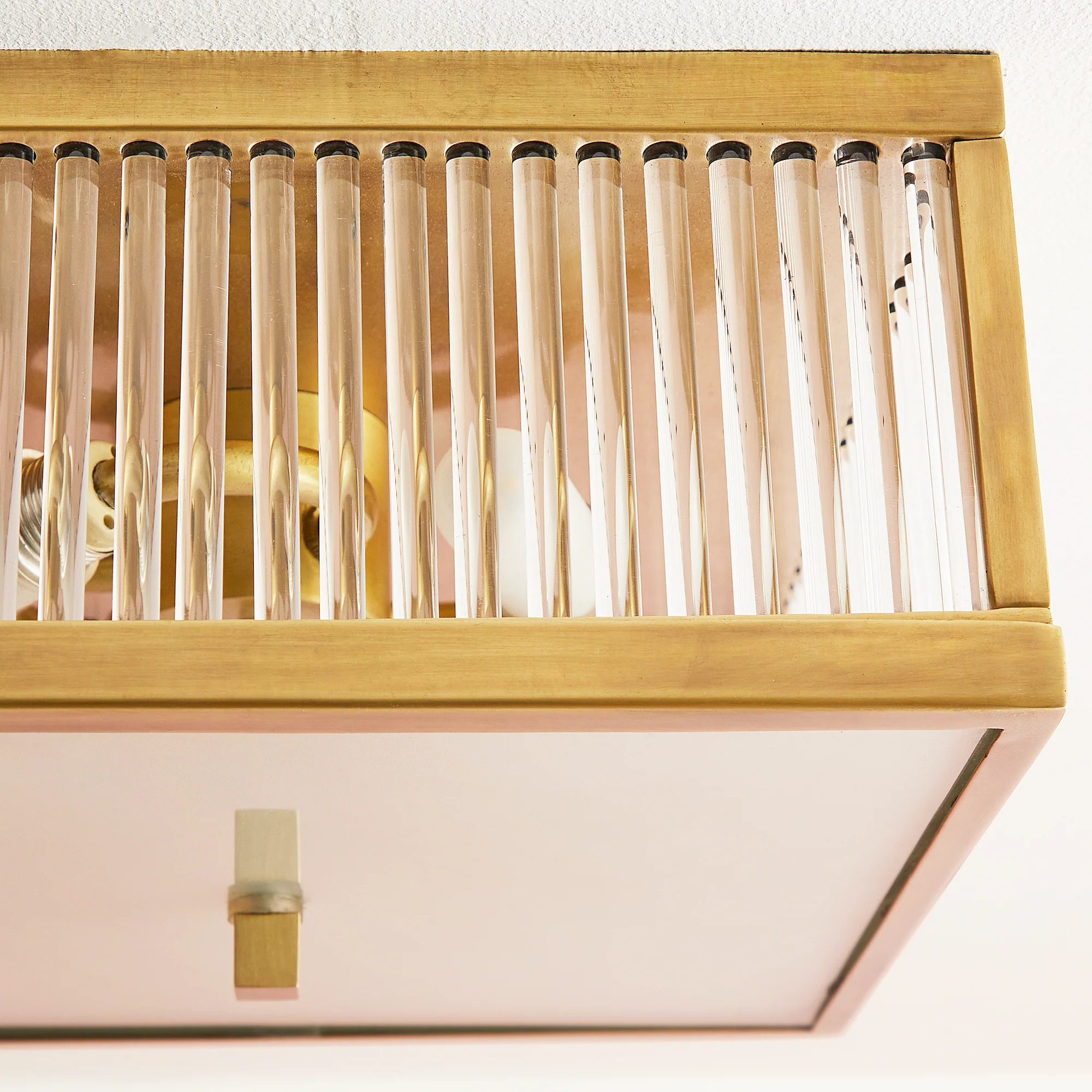 Square Roddy IP44 flush ceiling light in antique brass - Image 3
