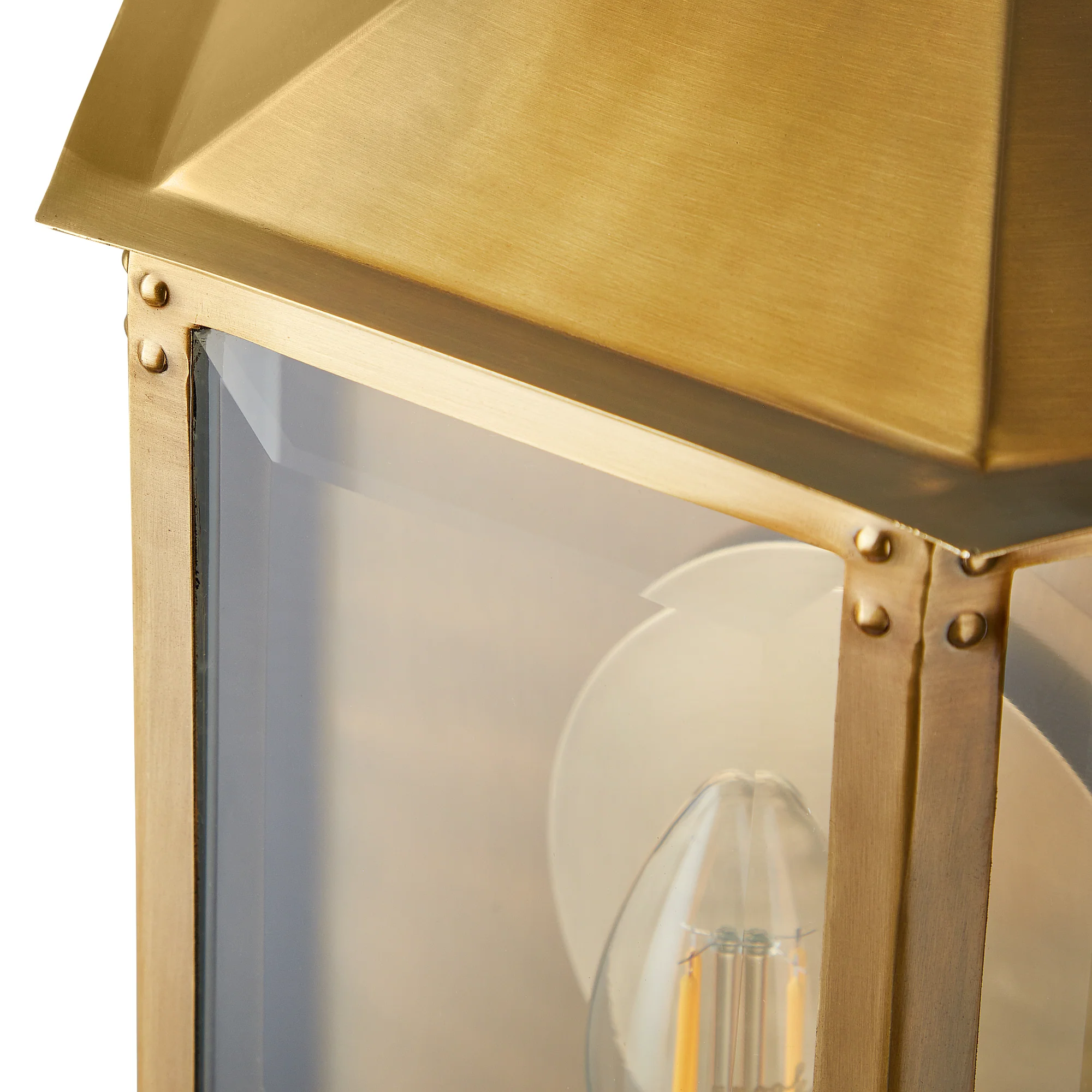 St Ives IP44 exterior wall light with brass reflector in antique brass - Image 6