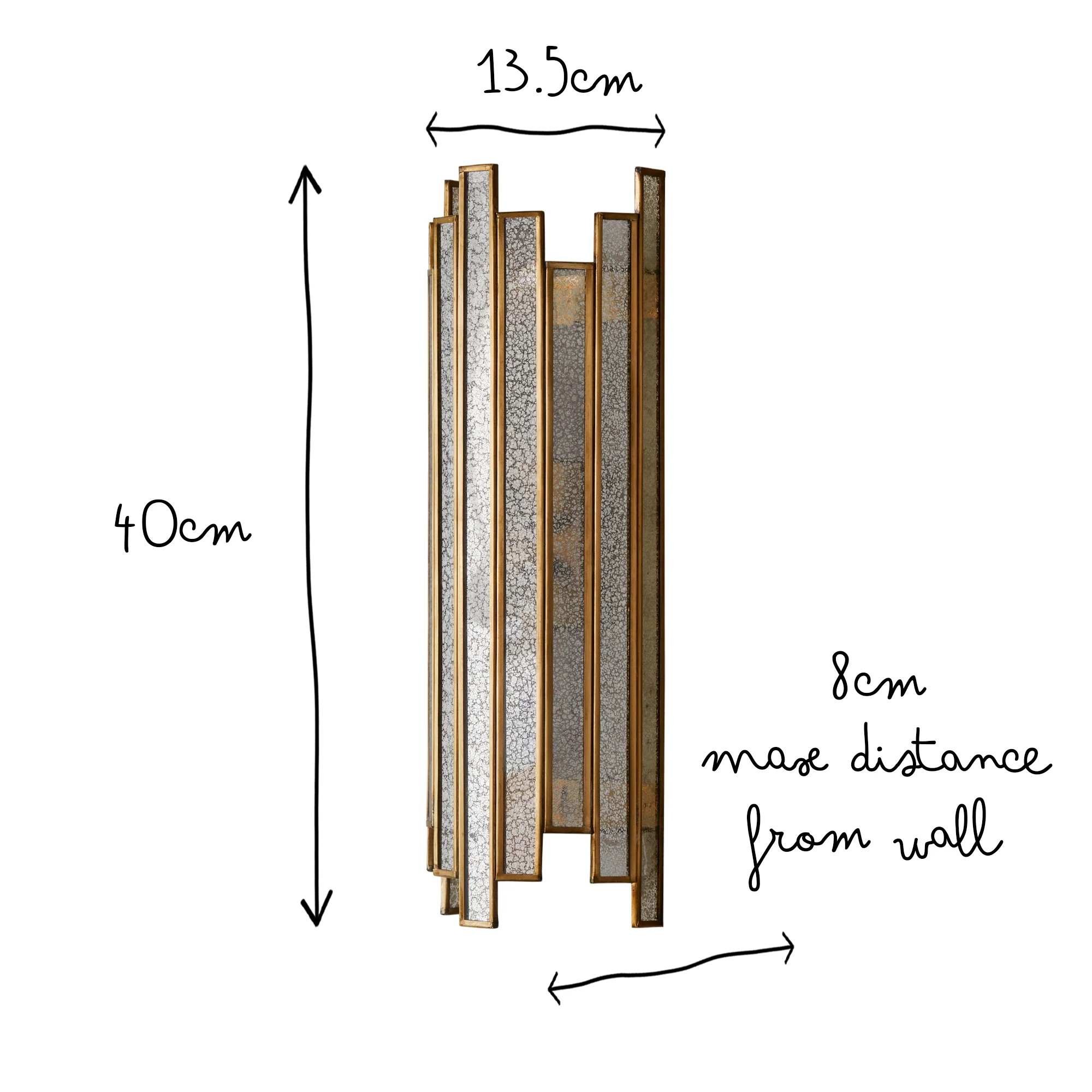 Tall Melville wall sconce in mercurised glass - Image 8