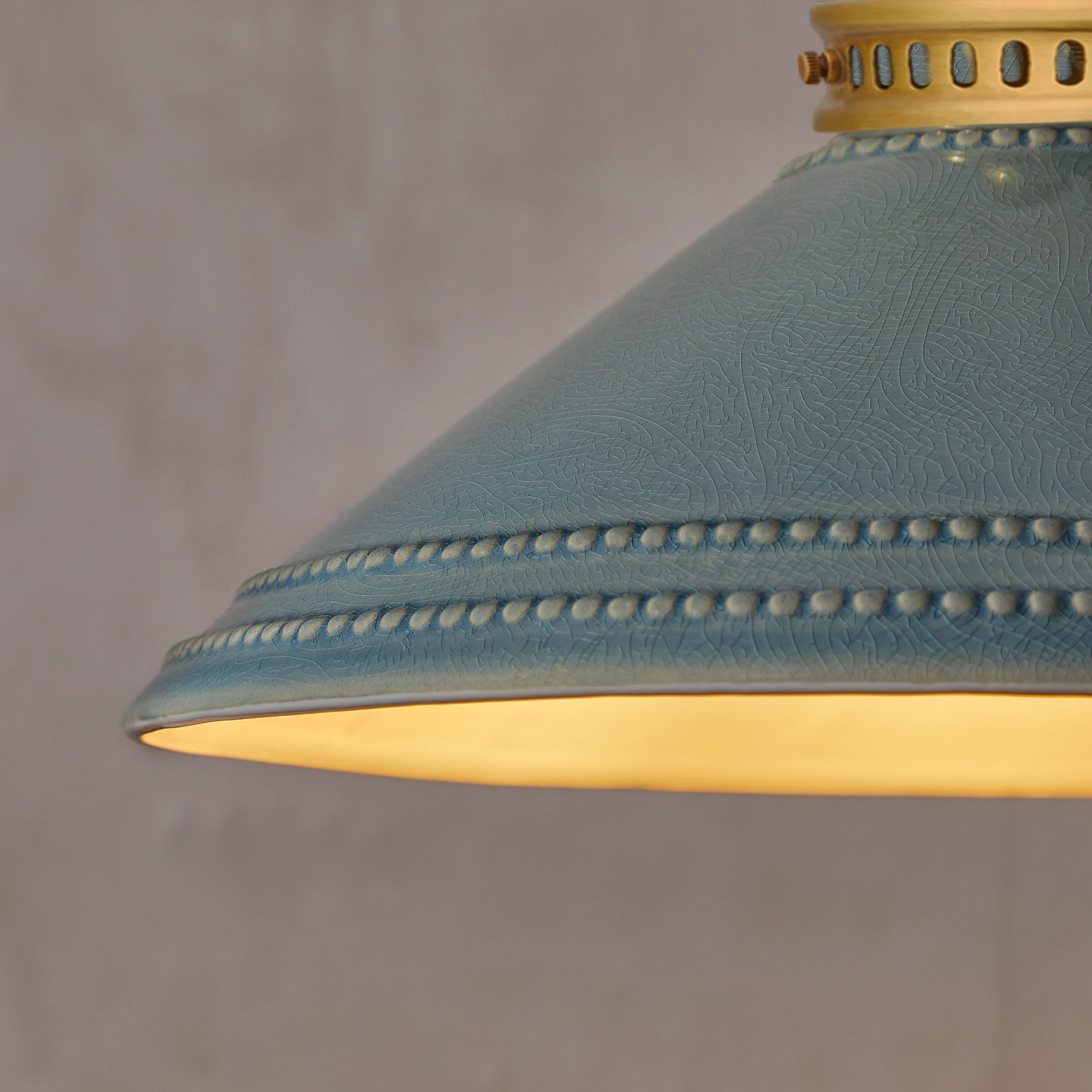 Ted ceramic shade in pale blue with stone interior - Image 4