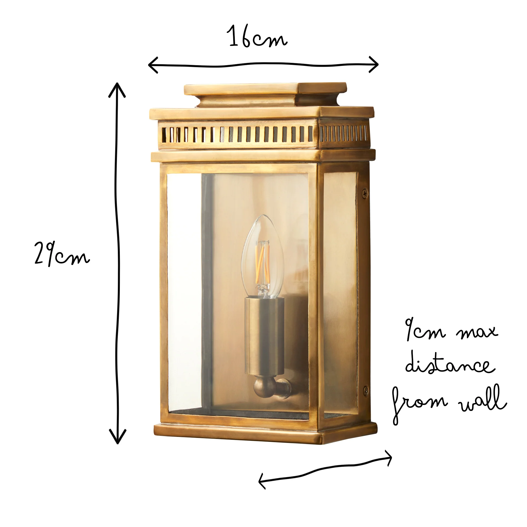 Tenby exterior IP44 wall light in antiqued brass - Image 10