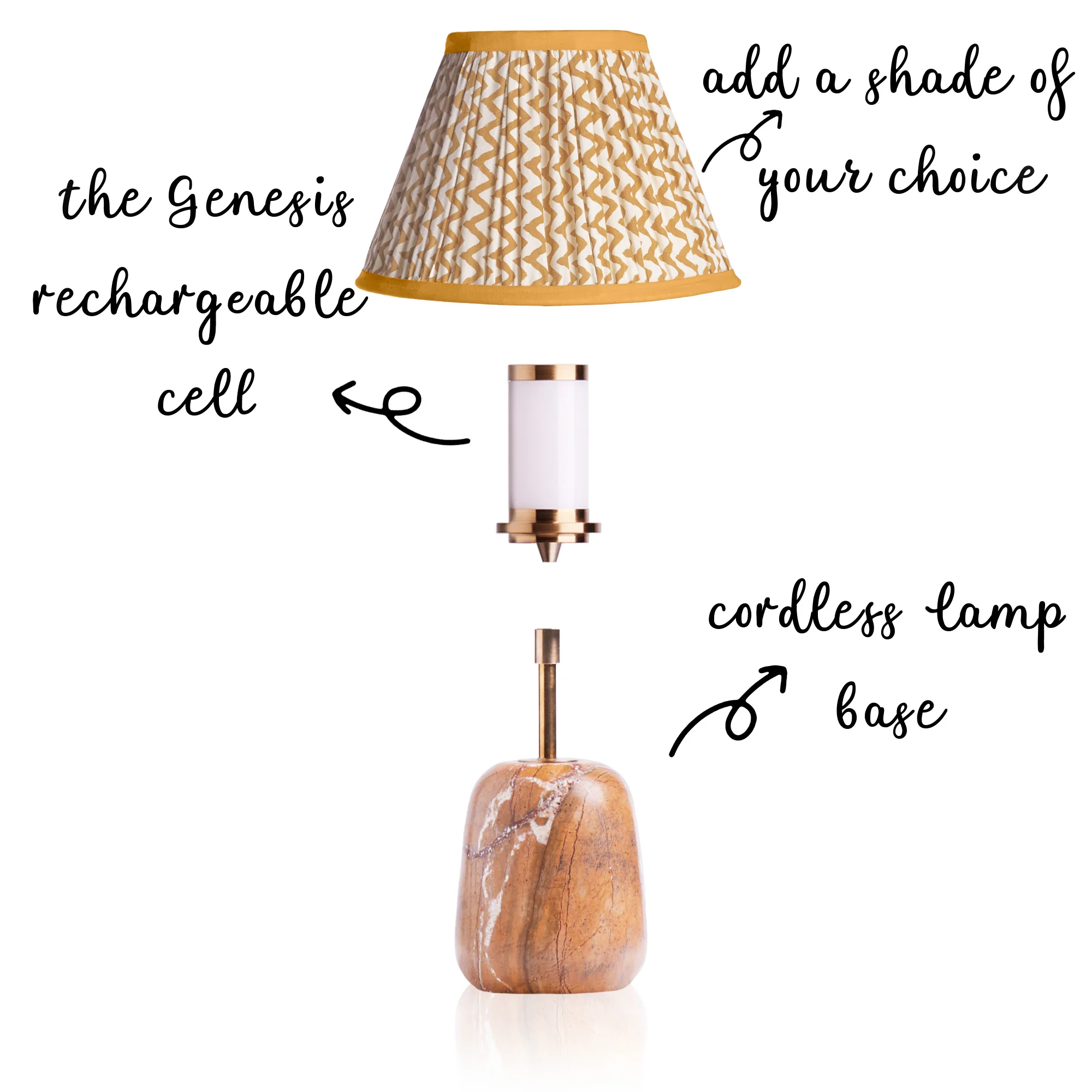 Thimble rechargeable table lamp in natural marble - Image 3