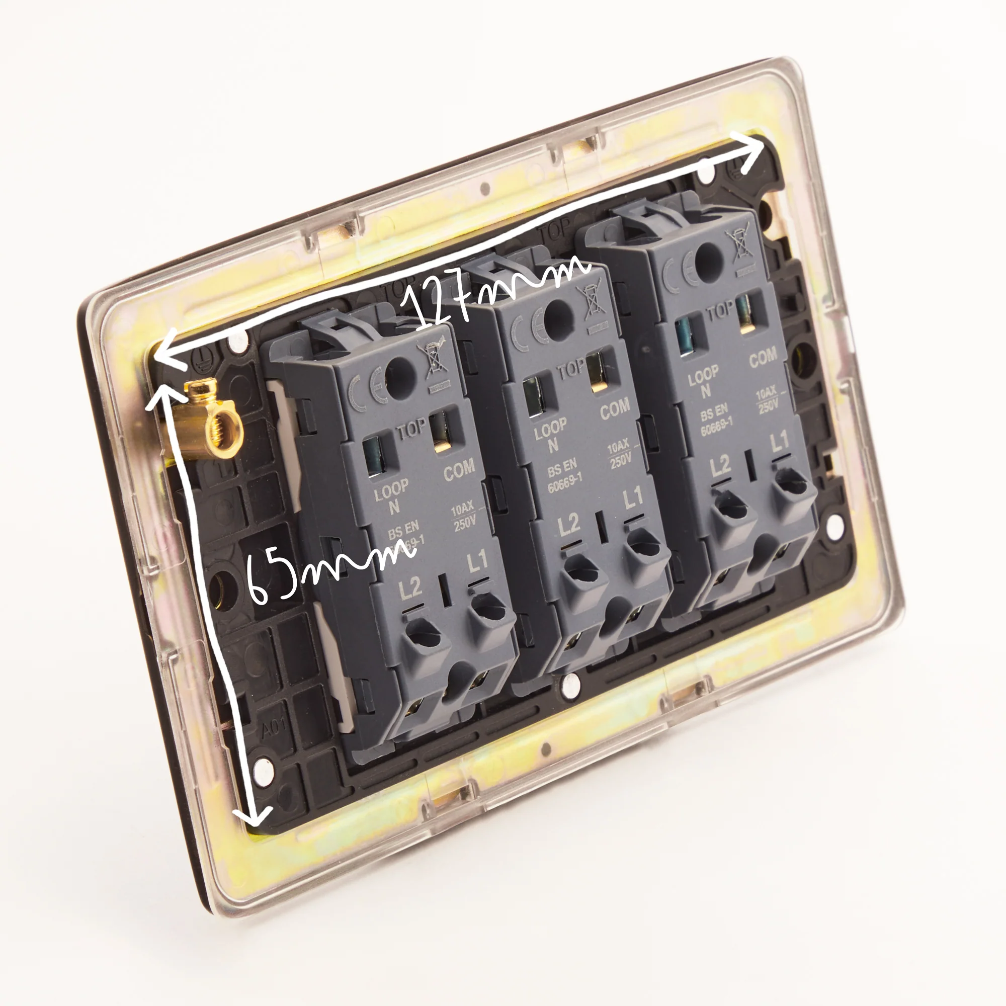 Three gang 2 way Florence toggle switch in bronze - Image 7