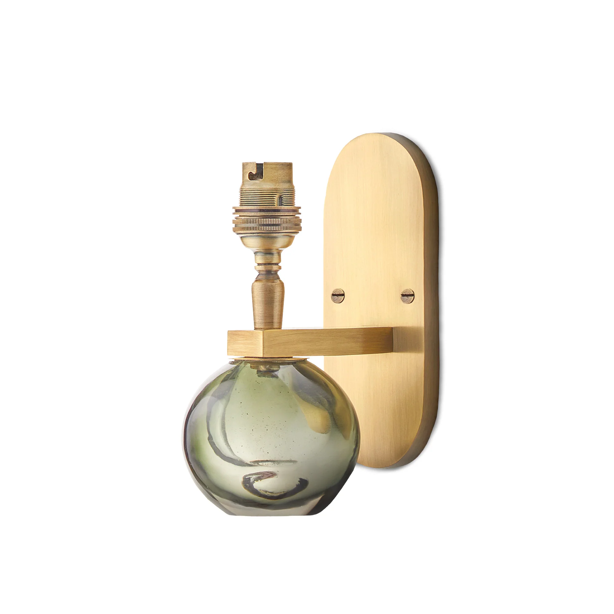 Tiddly Pomme wall fitting in brass and green glass