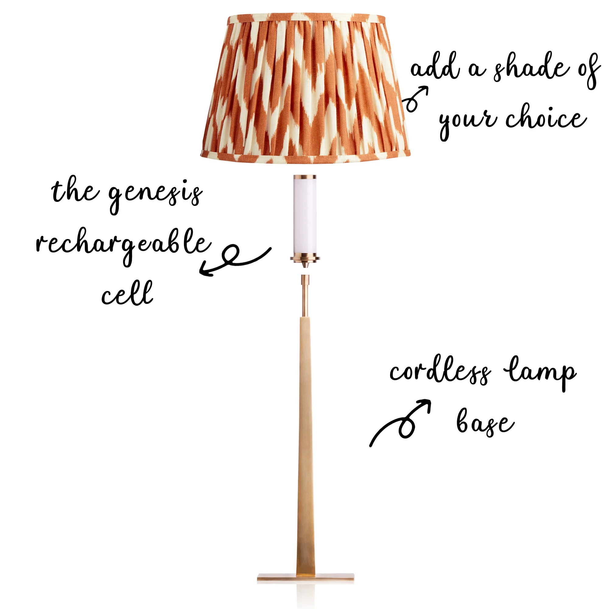 Trafalgar rechargeable table lamp in antique brass - Image 2