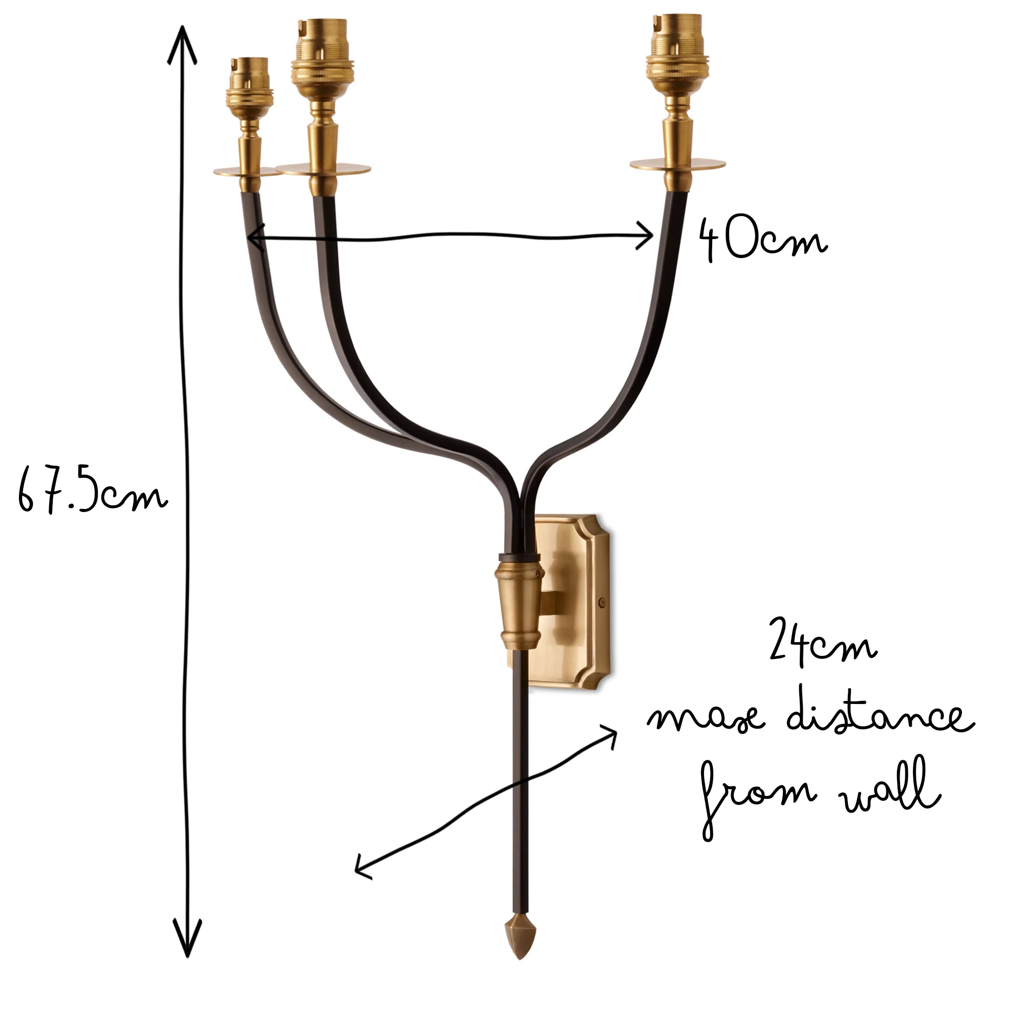 Triple Besidem wall fitting in antique brass - Image 4