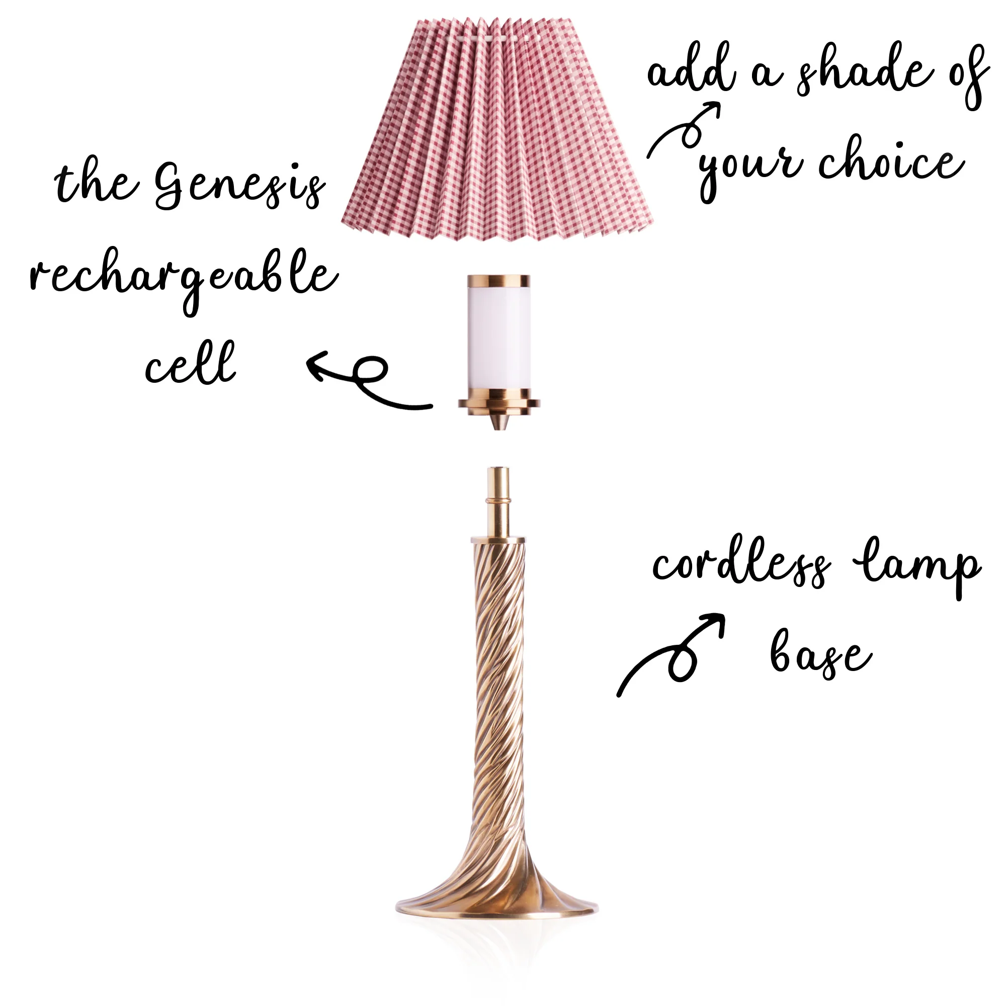 Trysting rechargeable table lamp in brass - Image 3