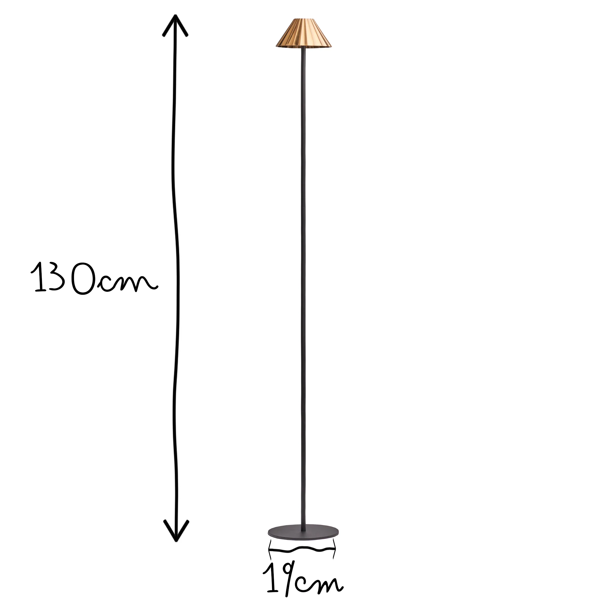 Twinky rechargeable floor lamp in black with a brass hood - Image 12