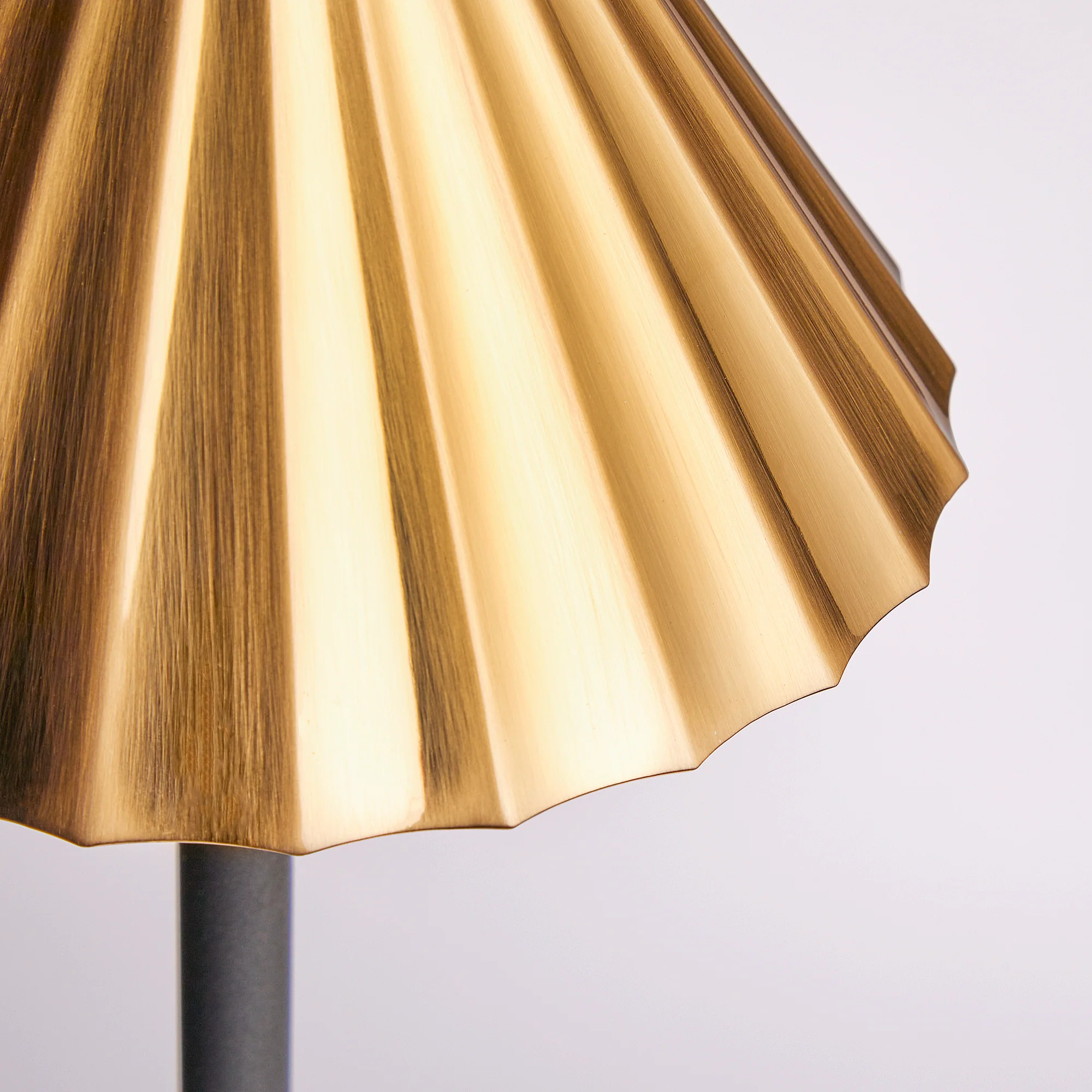 Twinky rechargeable floor lamp in black with a brass hood - Image 9