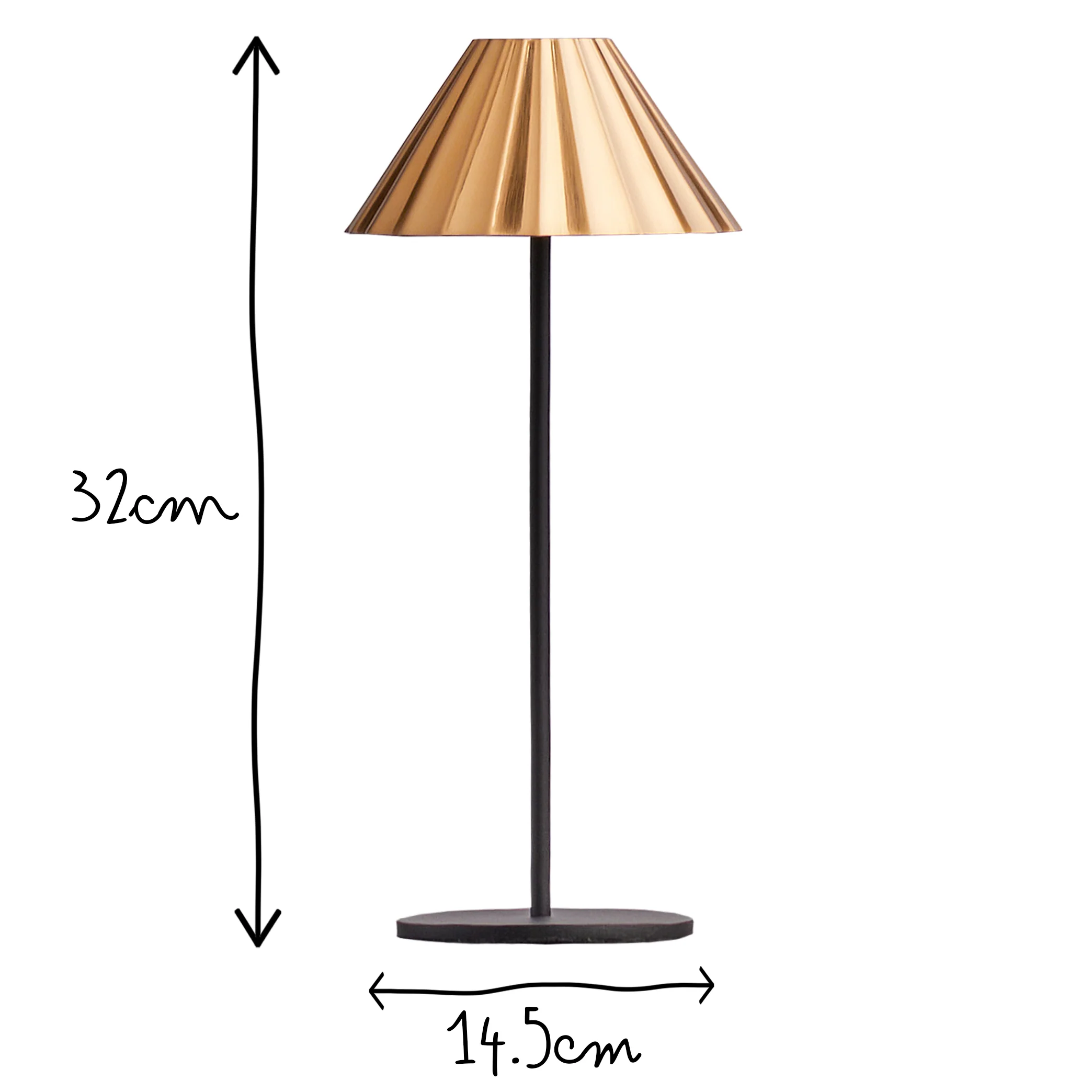Twinky rechargeable table lamp in black with a brass hood - Image 13