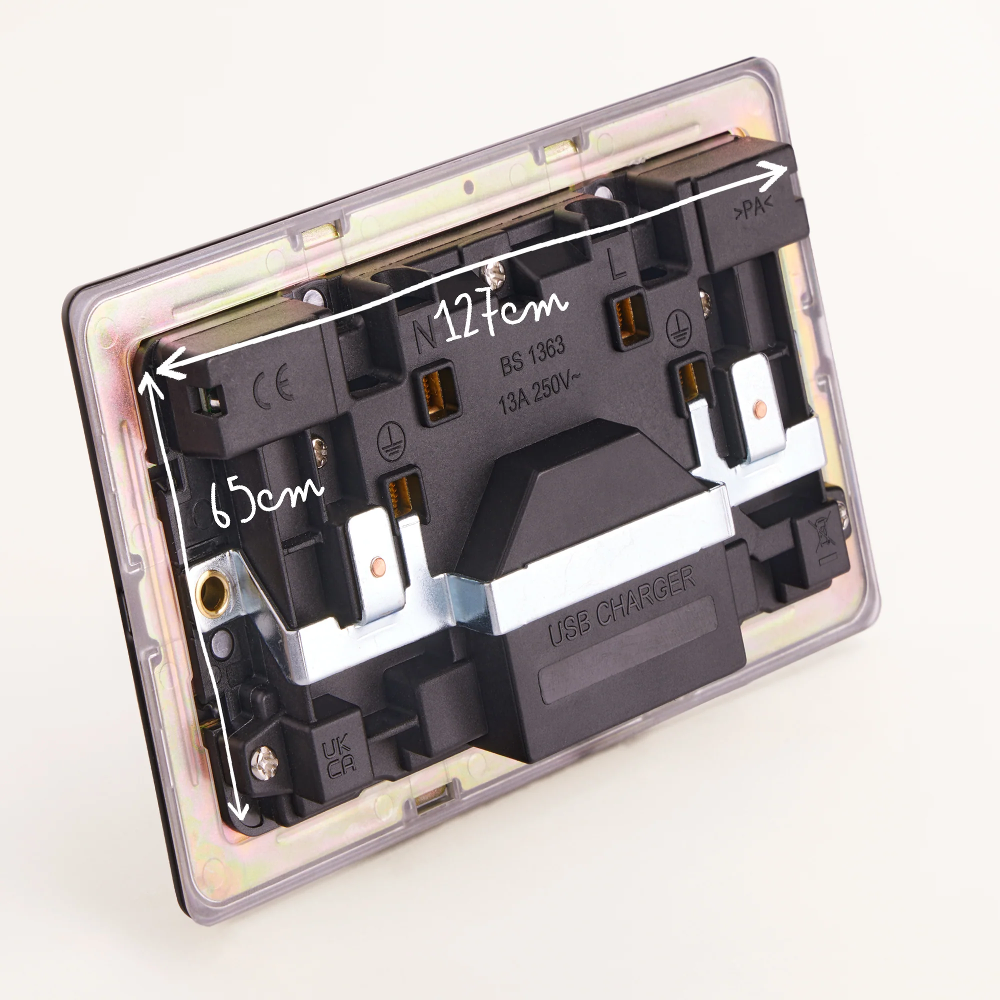 Two gang Florence switched SP socket with dual USB outlet in bronze - Image 6