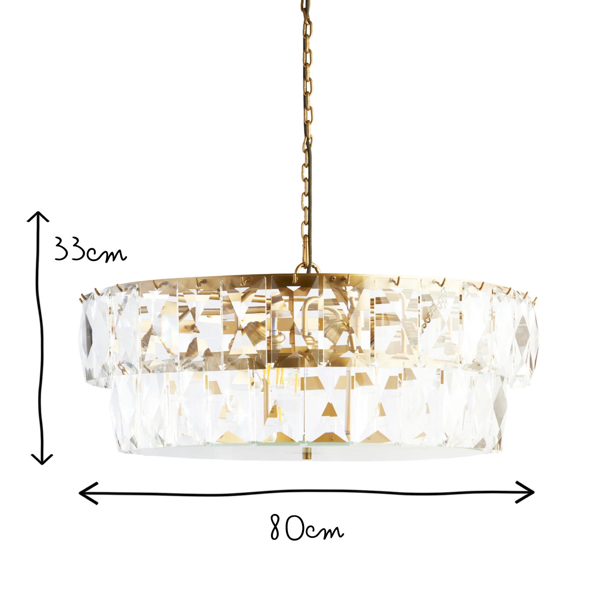 Two tiered Conchita chandelier in prismatic glass and brass - Image 11
