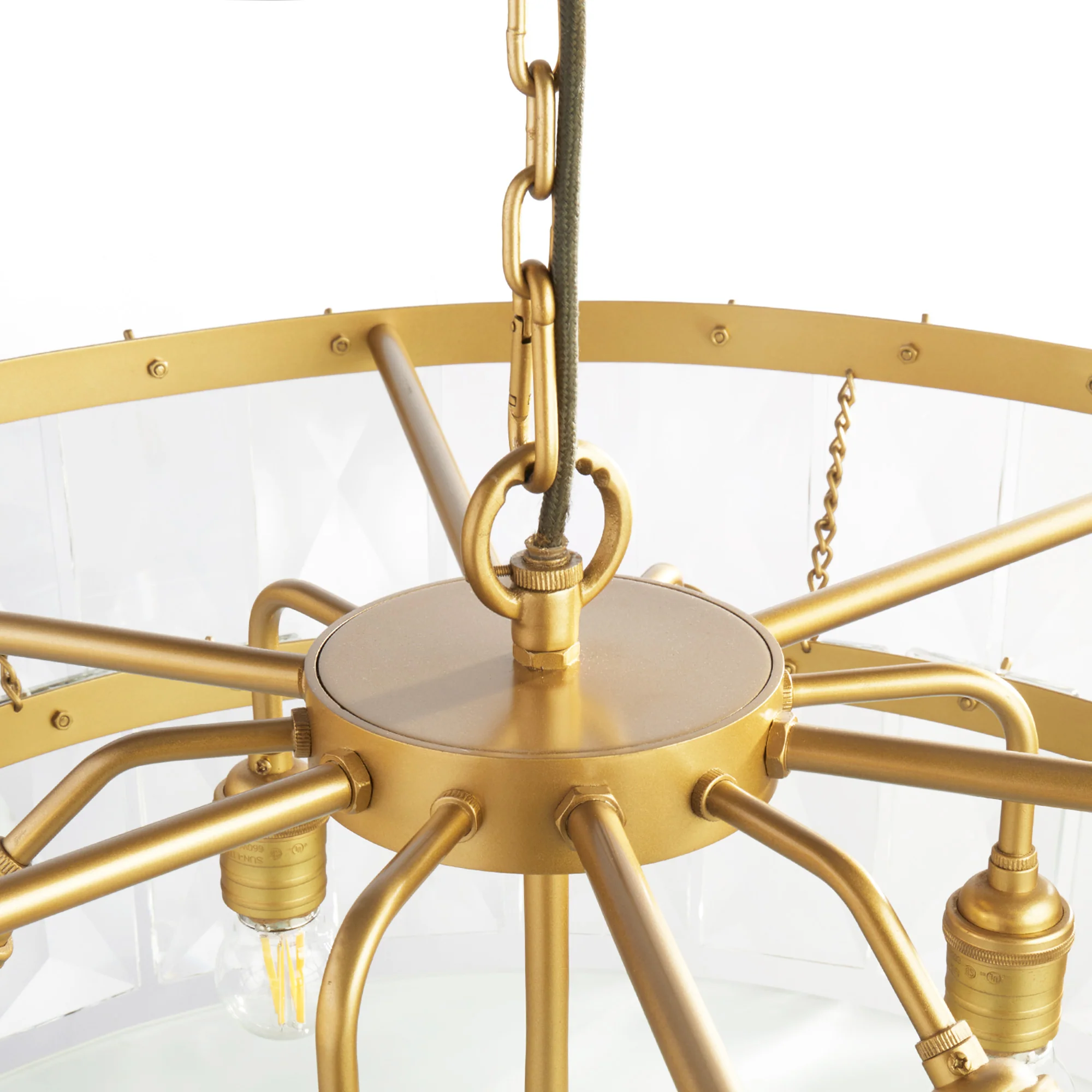 Two tiered Conchita chandelier in prismatic glass and brass - Image 6