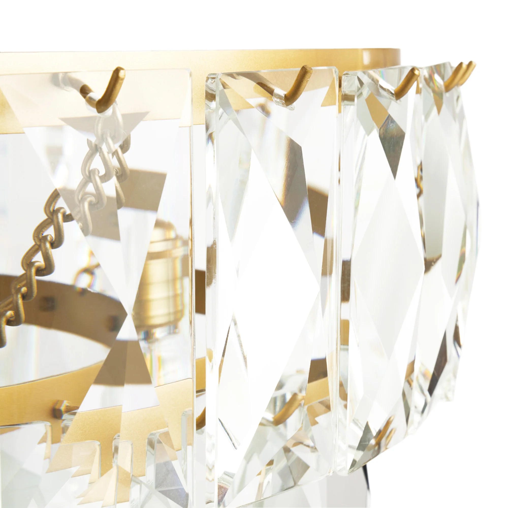 Two tiered Conchita chandelier in prismatic glass and brass - Image 8