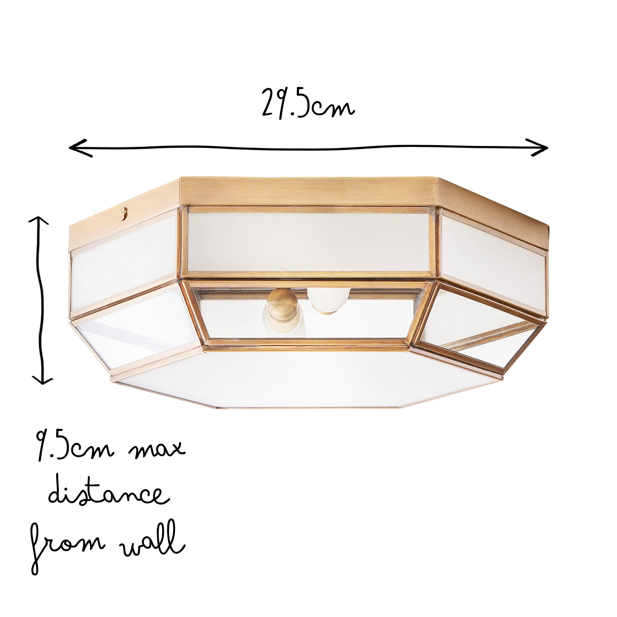 Vendome IP44 flush ceiling light in brass and frosted glass - Image 10