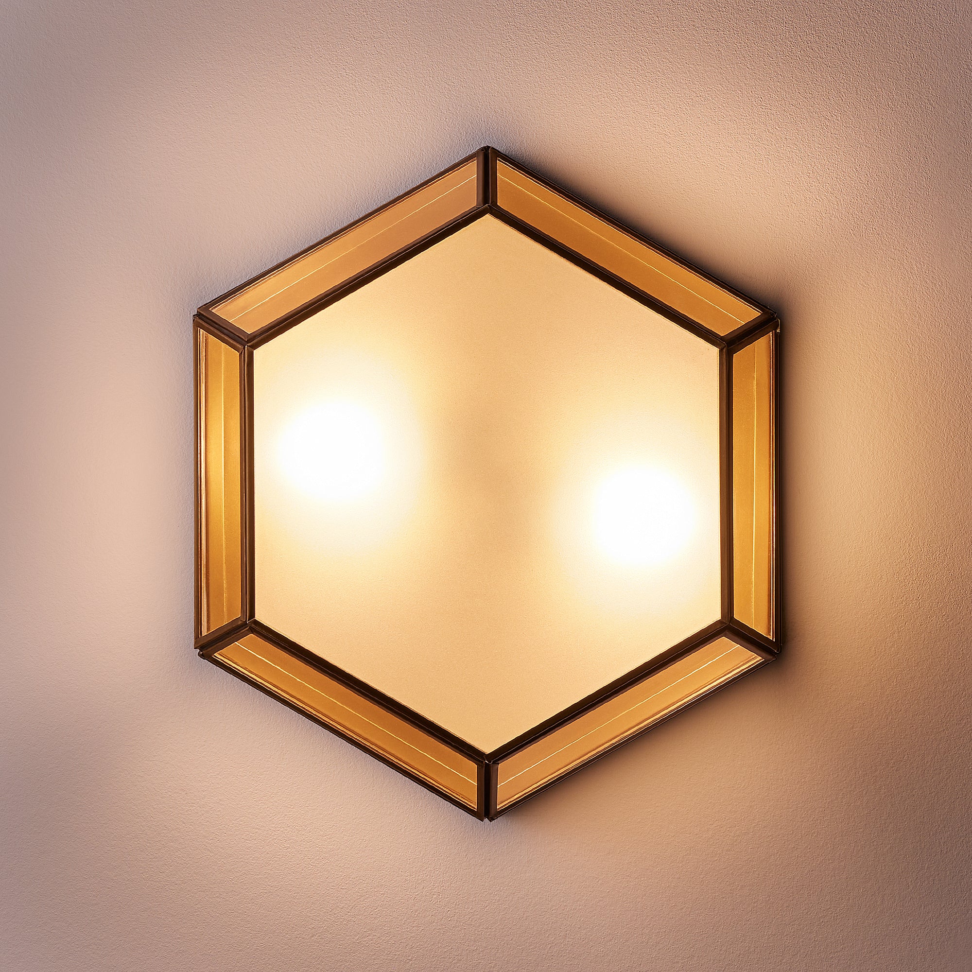 Vendome IP44 flush ceiling light in brass and frosted glass - Image 7