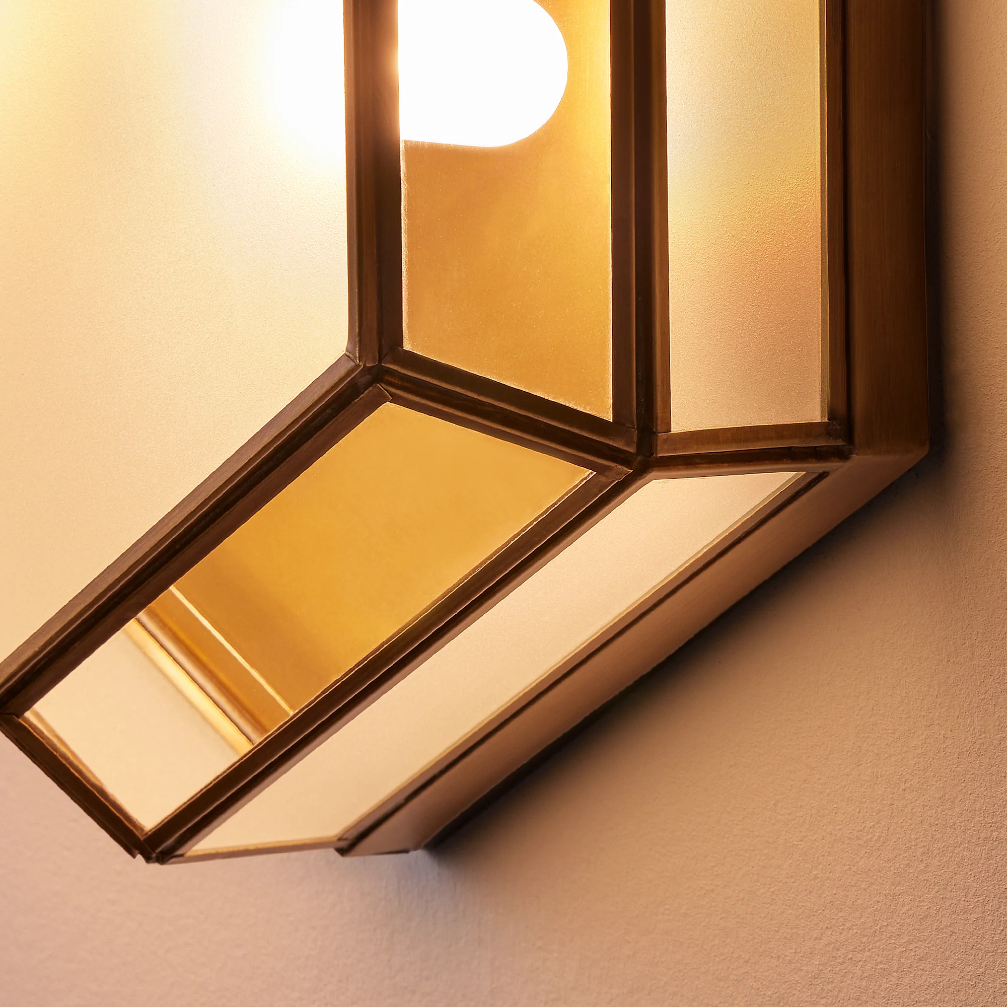 Vendome IP44 flush ceiling light in brass and frosted glass - Image 9