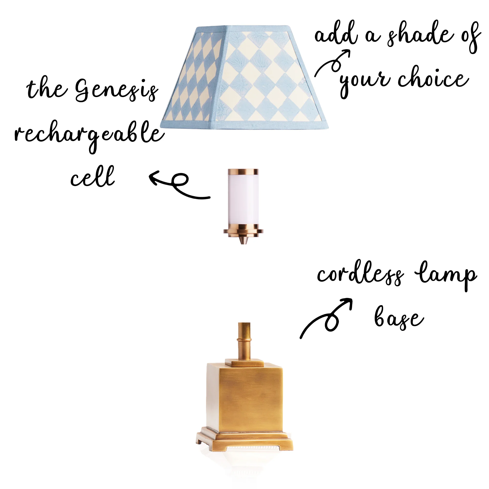 Walter rechargeable table lamp with an antiqued brass finish - Image 3