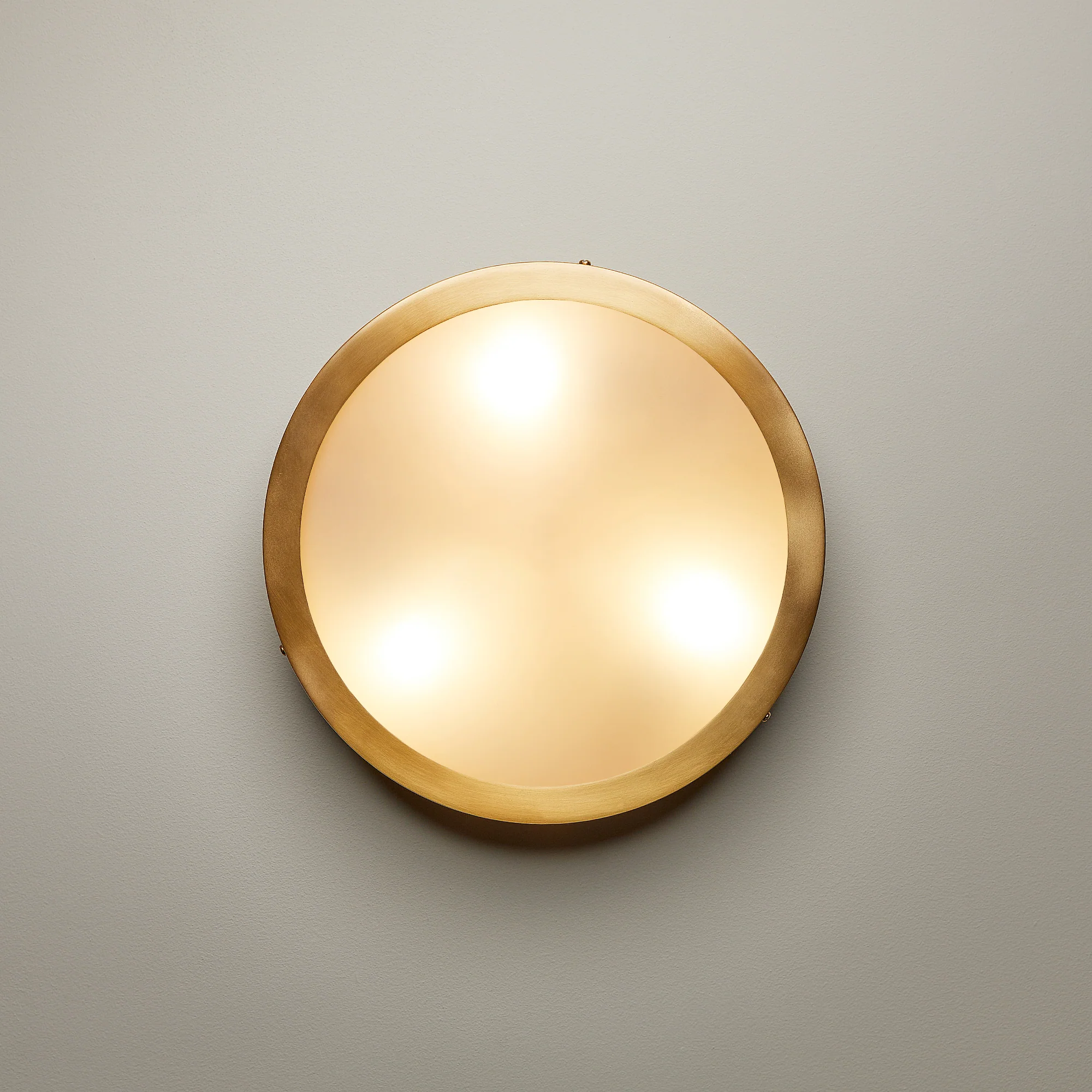 Wisteria IP44 flush ceiling light in antique brass and frosted glass - Image 6