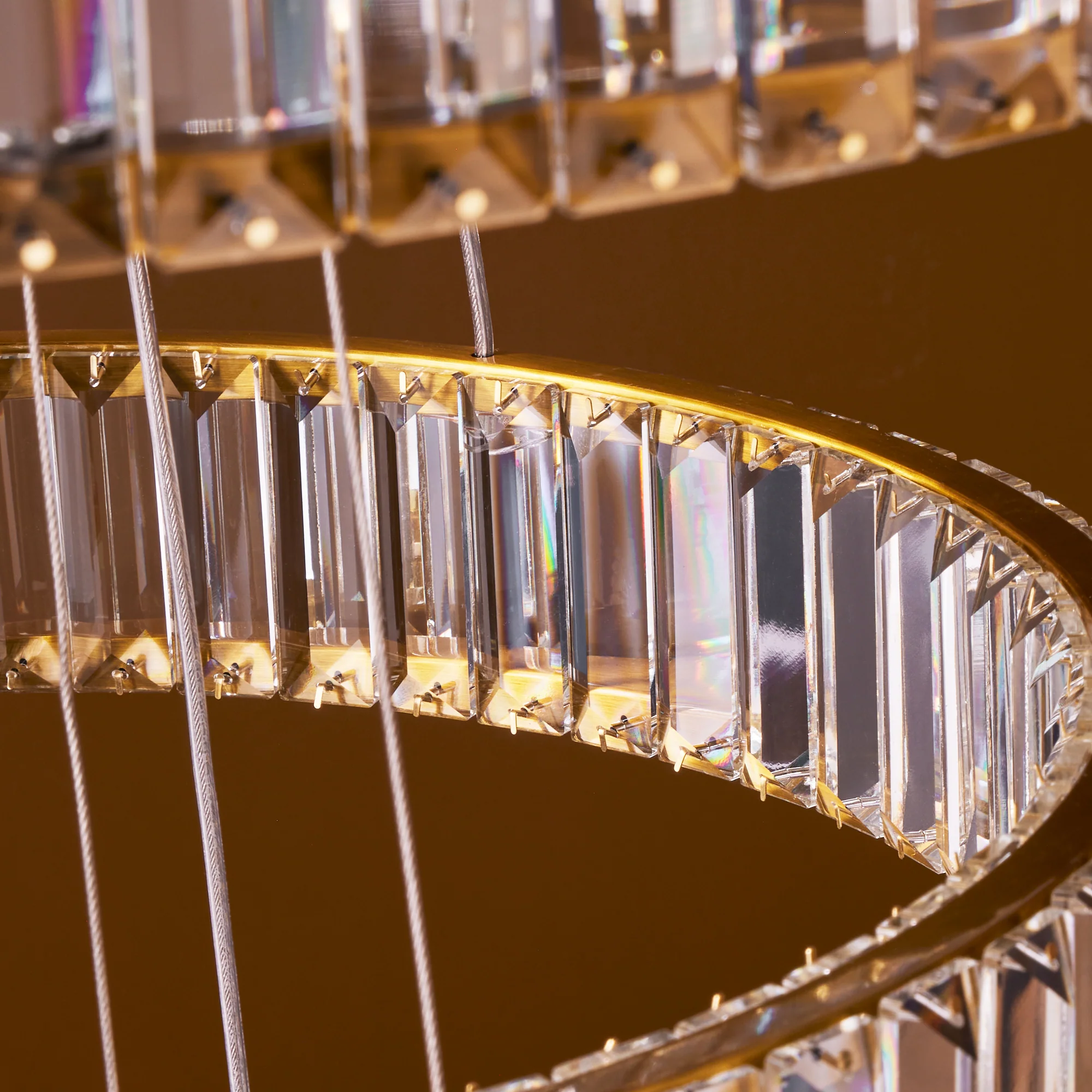 Wonderella 3 ring chandelier in clear glass and brass - Image 11