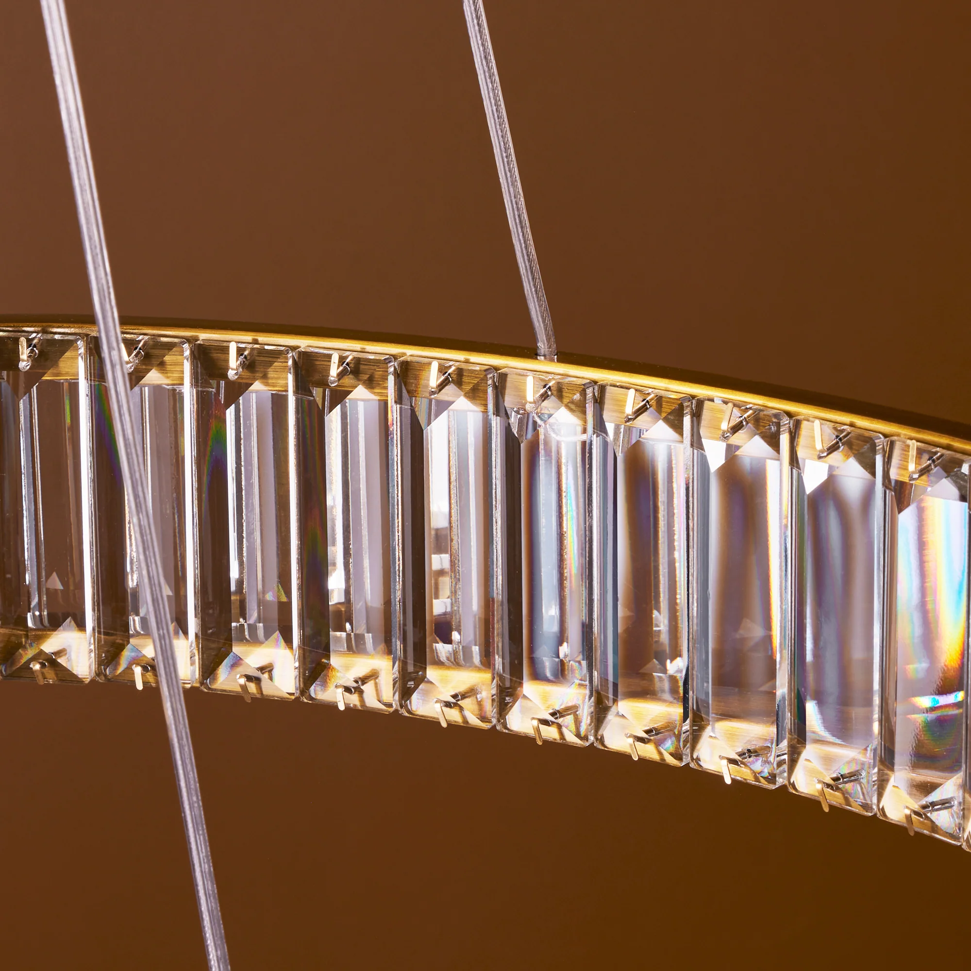 Wonderella 3 ring chandelier in clear glass and brass - Image 5