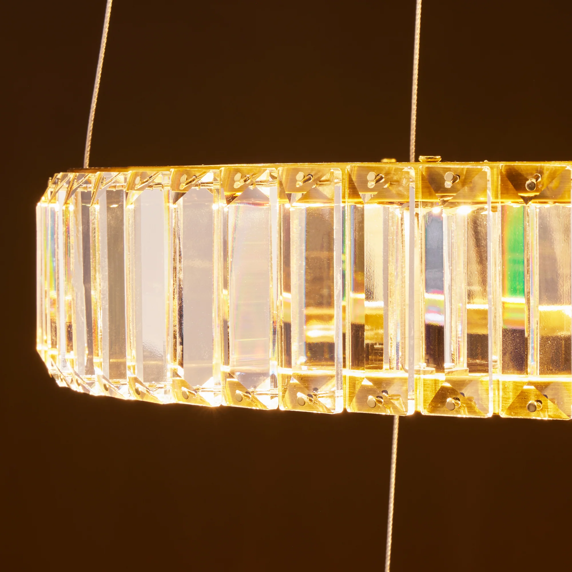 Wonderella 3 ring chandelier in clear glass and brass - Image 9