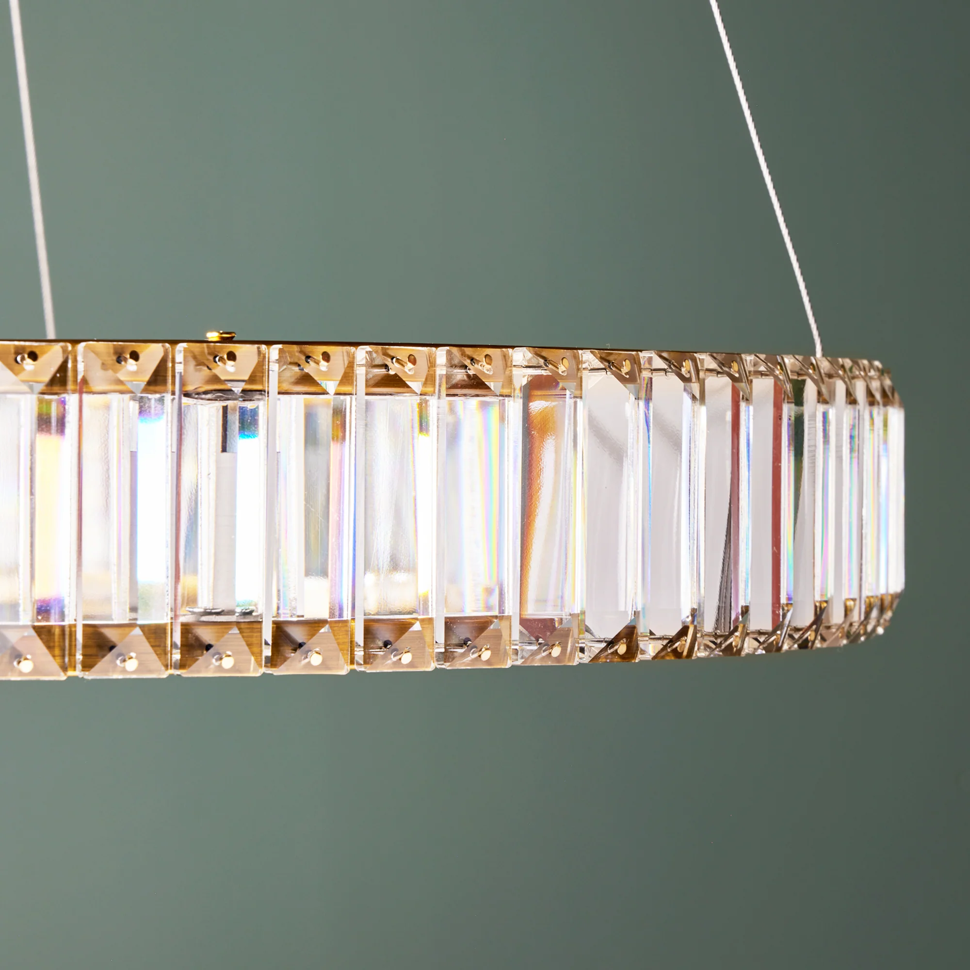 Wonderella single ring chandelier in clear glass and brass - Image 5