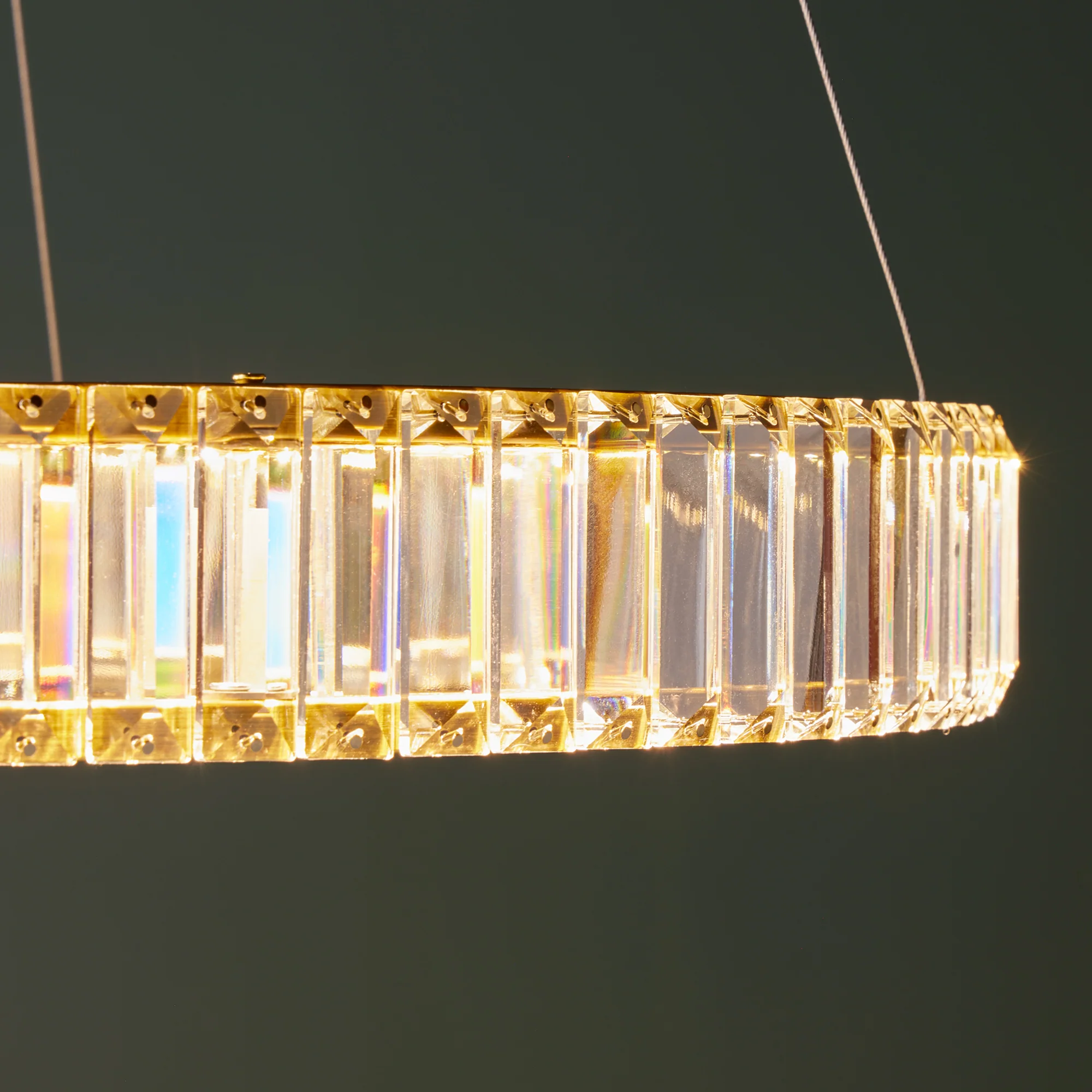 Wonderella single ring chandelier in clear glass and brass - Image 6