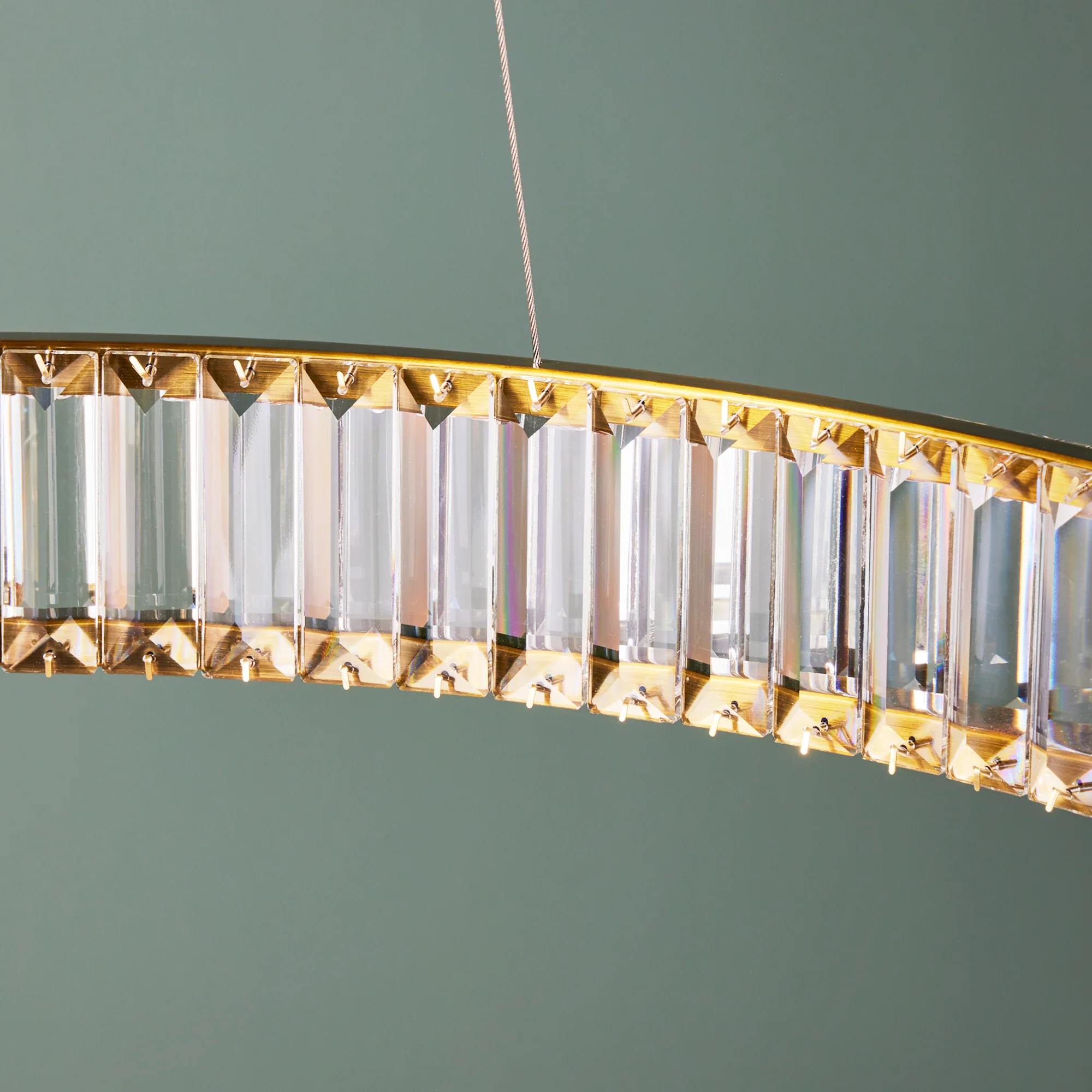 Wonderella single ring chandelier in clear glass and brass - Image 7
