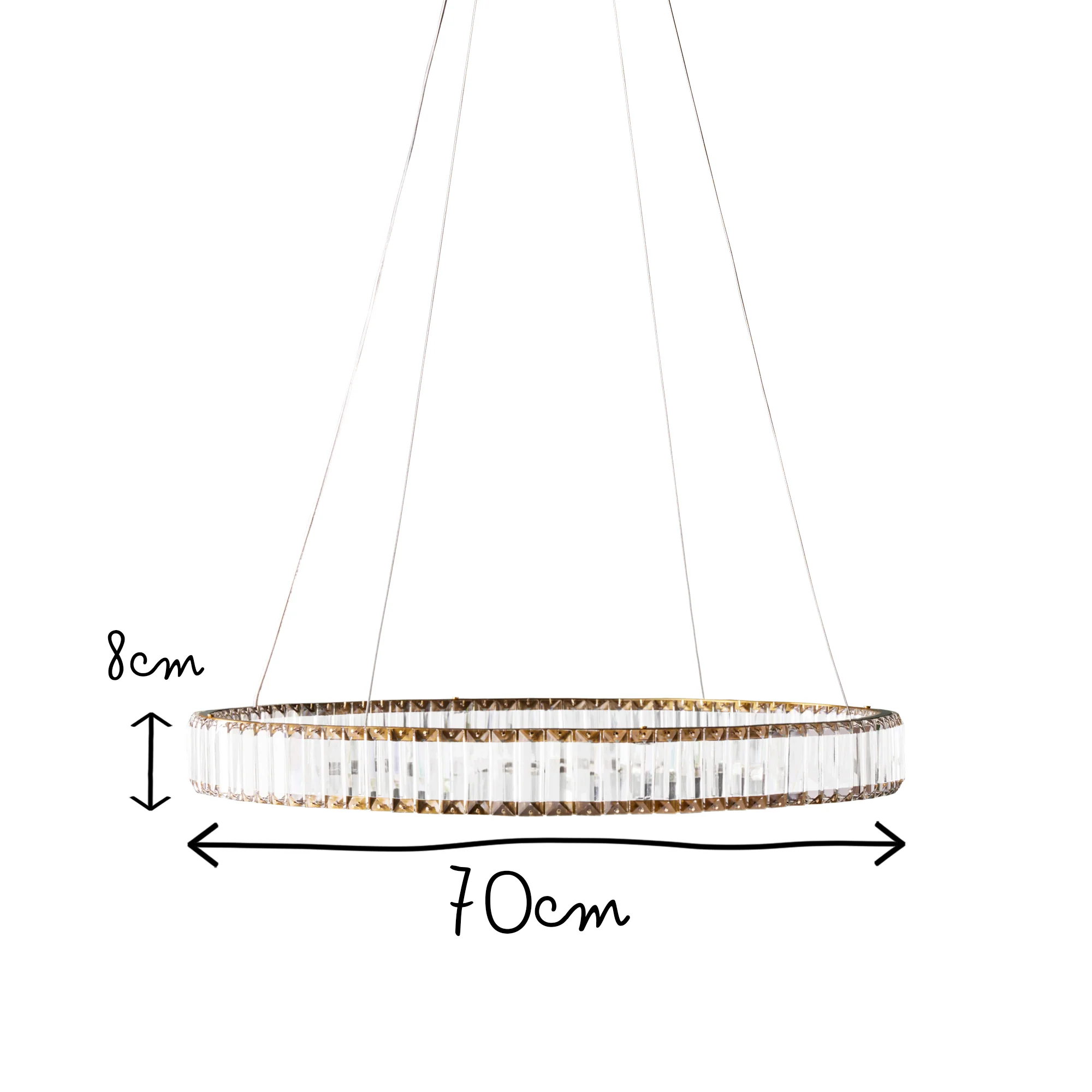 Wonderella single ring chandelier in clear glass and brass - Image 9