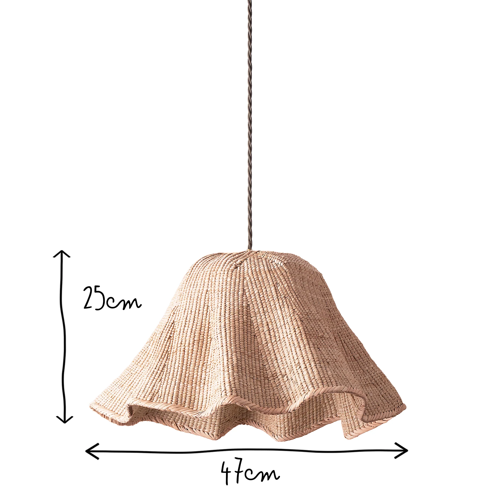 Smallest Wonky Wave natural woven palm basket pendant shade - Image 18