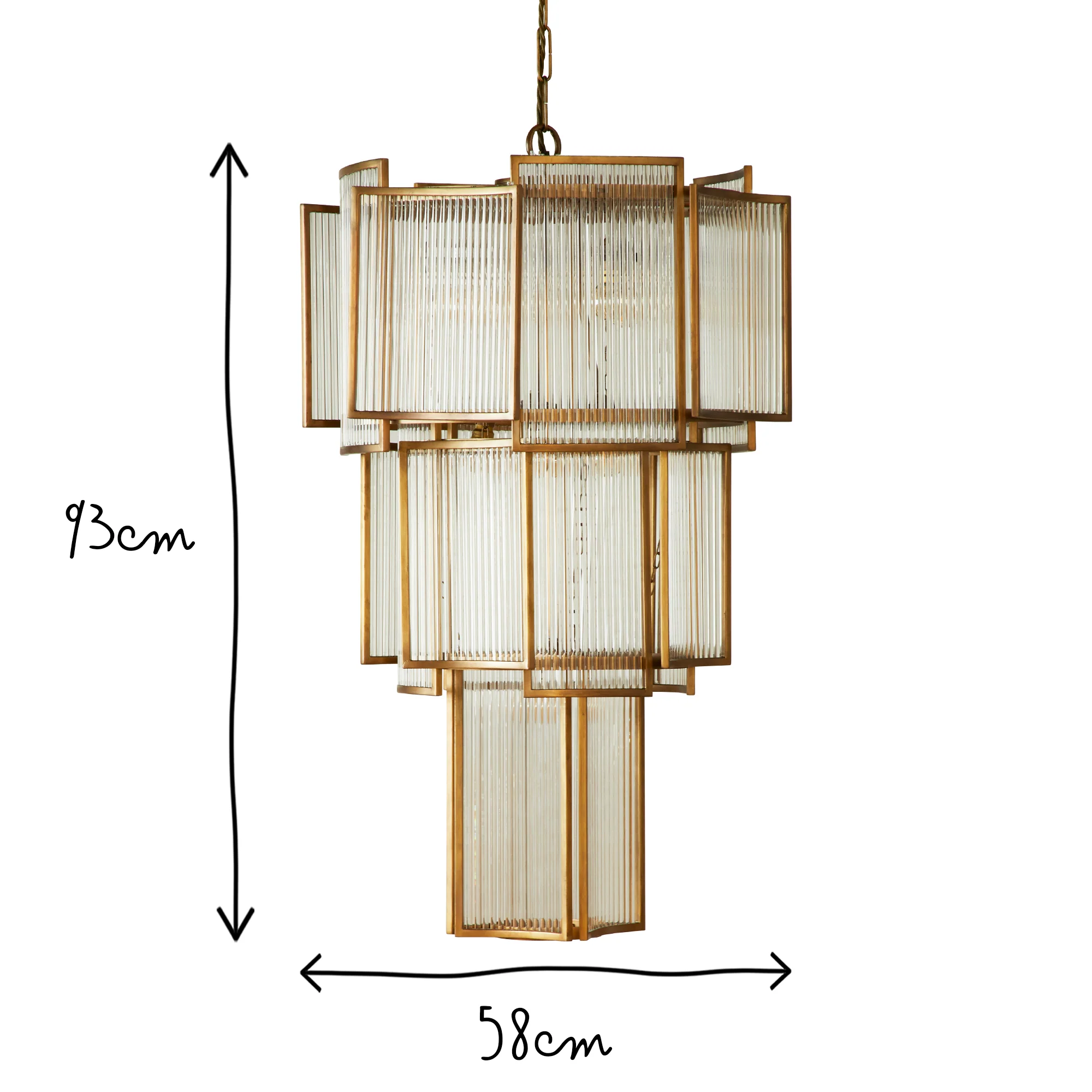 Zeus Chandelier in brass with glass rods - Image 9
