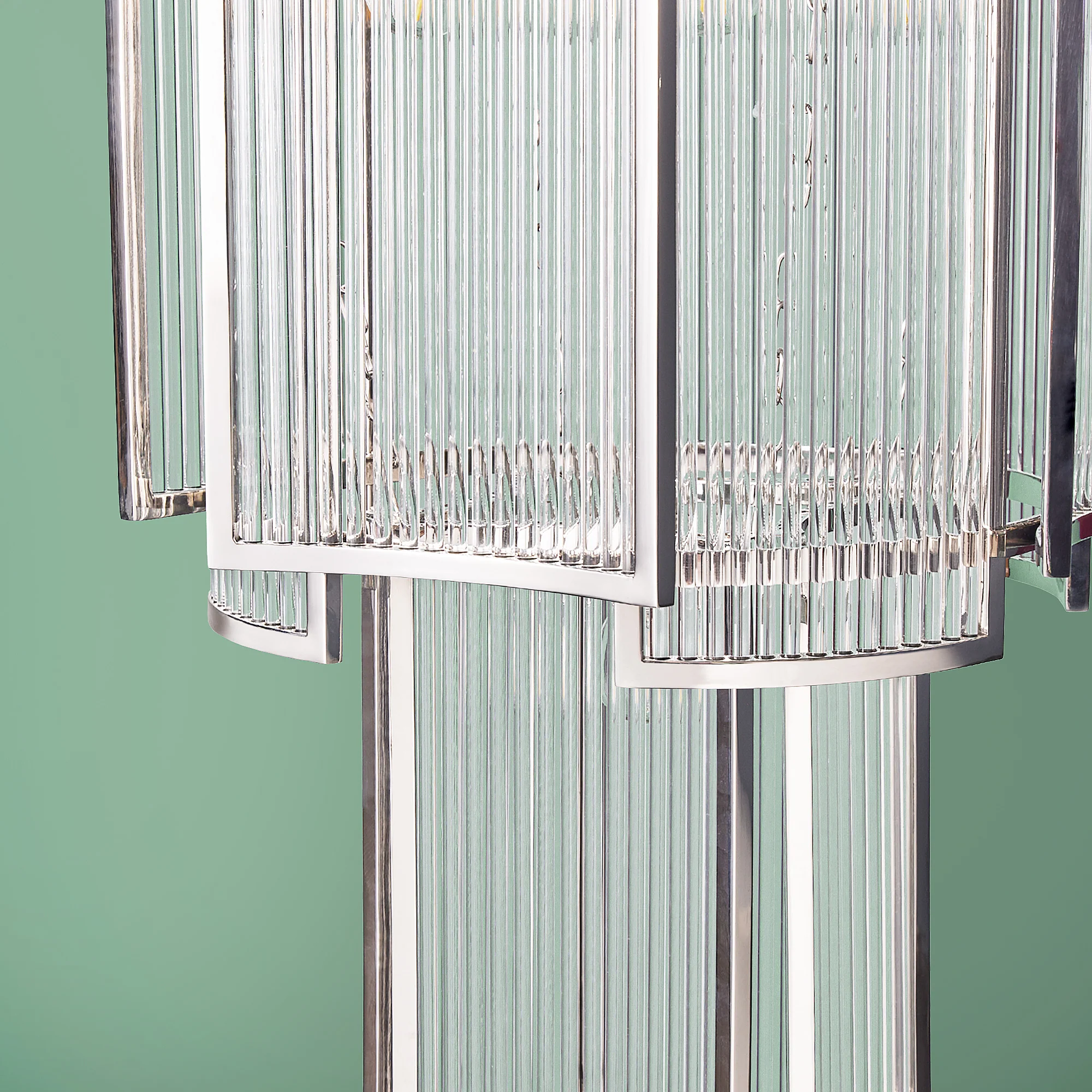Zeus Chandelier in nickel with glass rods - Image 3