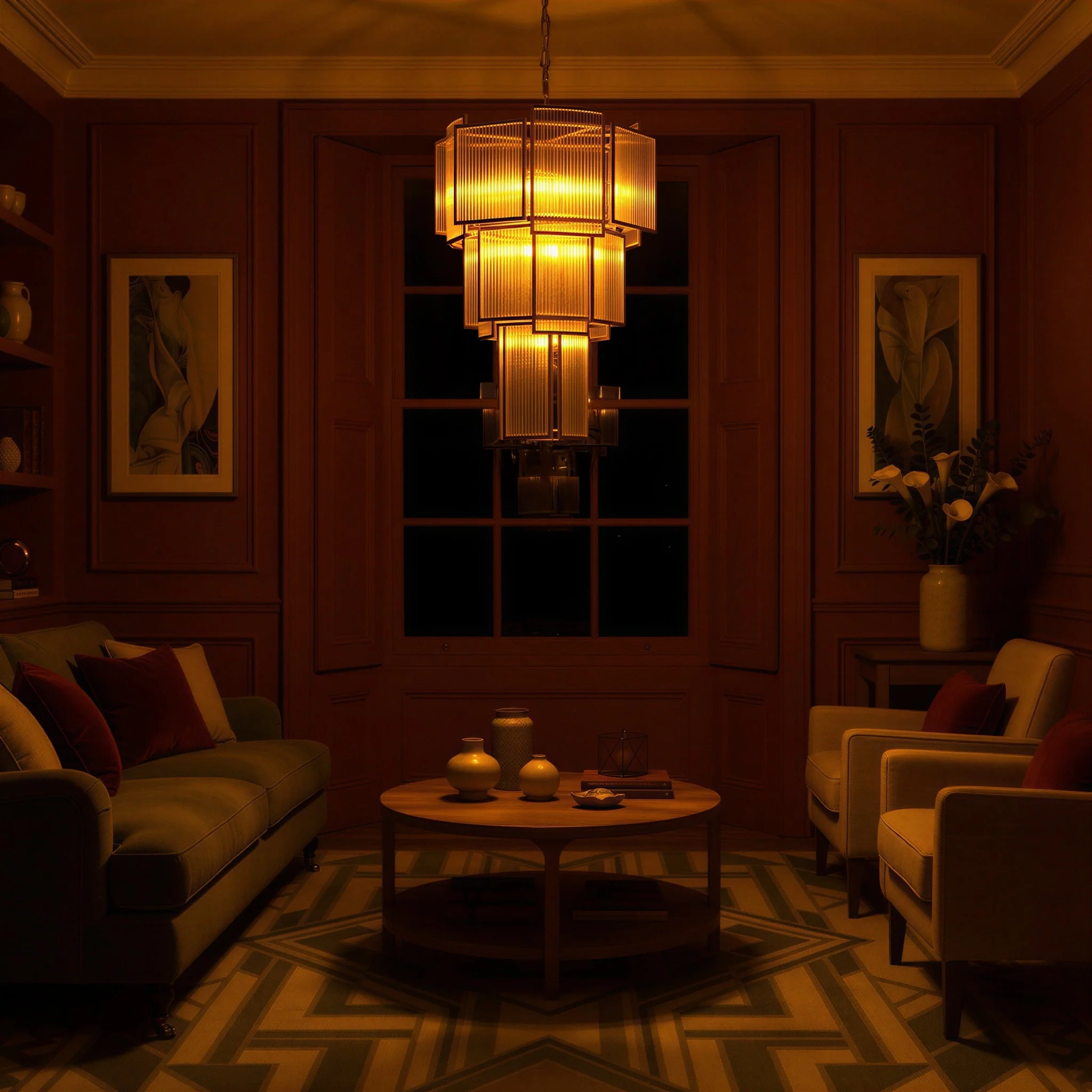 Zeus Chandelier in nickel with glass rods - Image 5